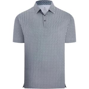 Alex Vando Men’s Printed Golf Shirt Cooling Performance Short Sleeve Stretch Dress Polo Shirts Men(Navy White Diamond)