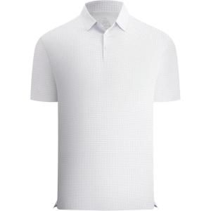 Alex Vando Men’s Printed Golf Shirt Cooling Performance Short Sleeve Stretch Dress Polo Shirts Men(Pink Flower)