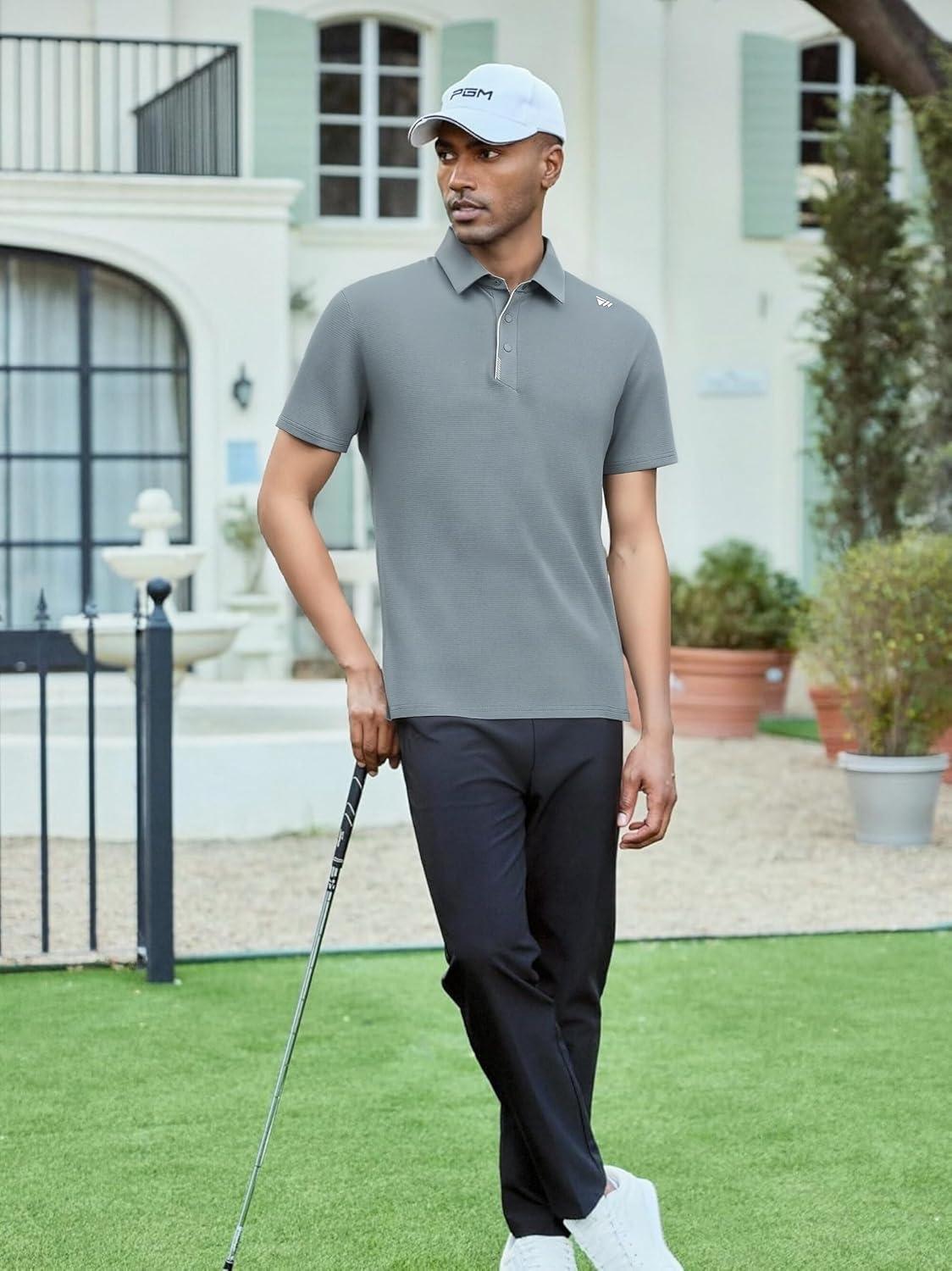 imageAlex Vando Mens Golf Shirts Moisture Wicking QuickDry Short Sleeve Performance Dry Fit Active Men Polo ShirtsGrey