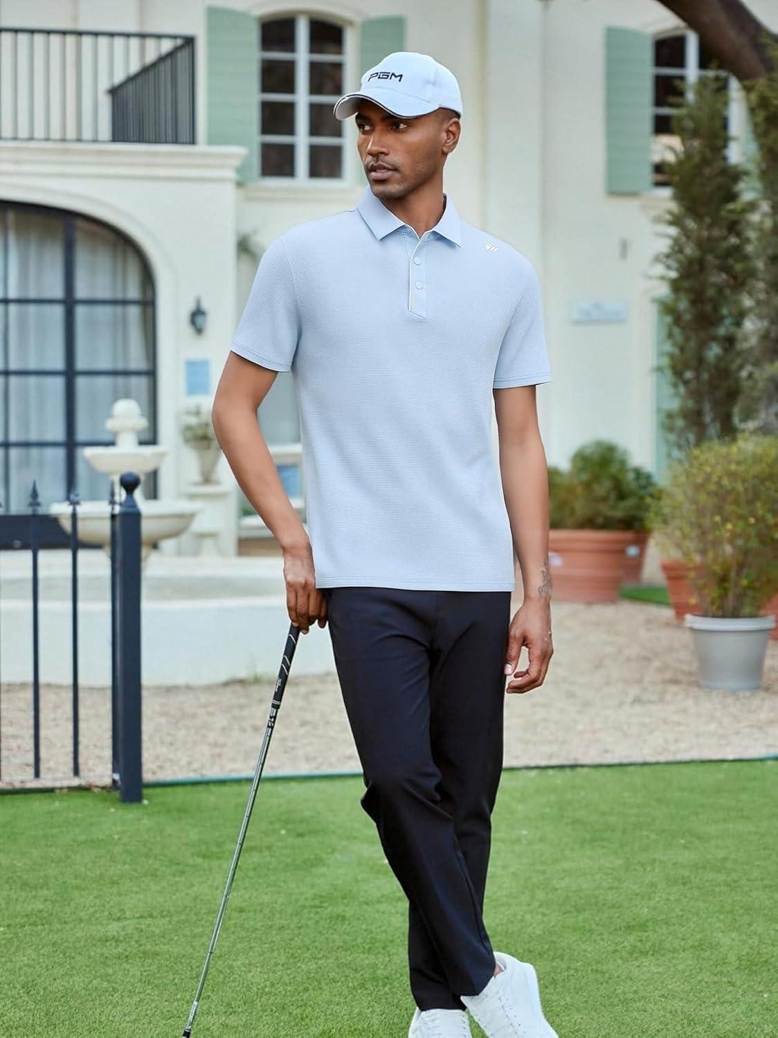 imageAlex Vando Mens Golf Shirts Moisture Wicking QuickDry Short Sleeve Performance Dry Fit Active Men Polo ShirtsLtblue