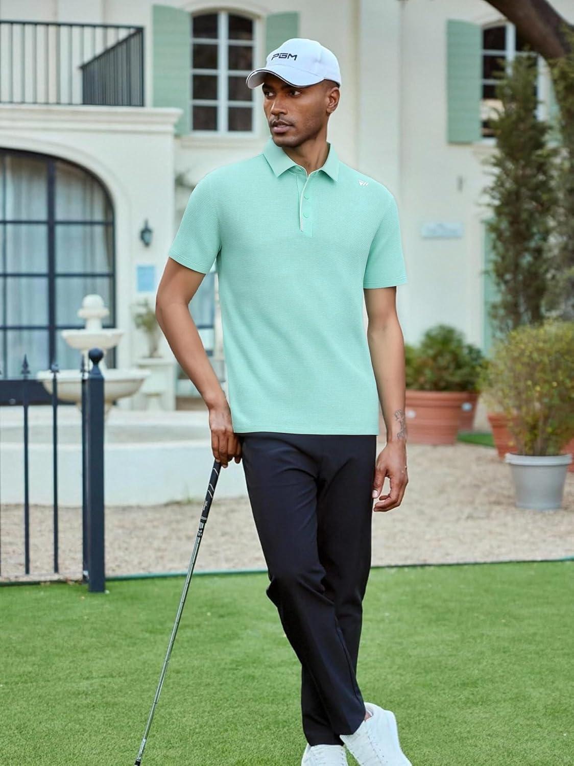 imageAlex Vando Mens Golf Shirts Moisture Wicking QuickDry Short Sleeve Performance Dry Fit Active Men Polo ShirtsTurquoise