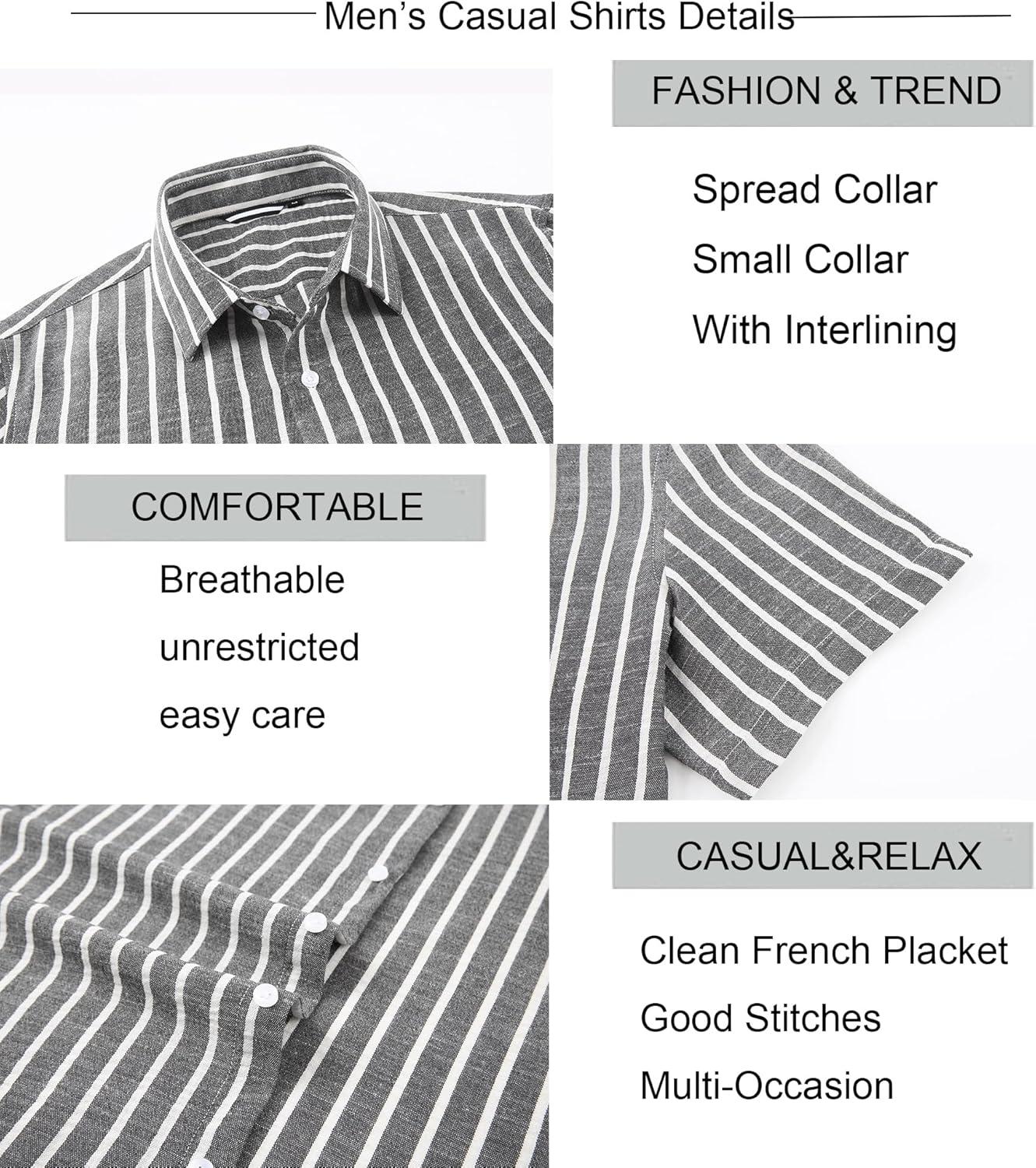 imageAlex Vando Mens Linen Short Sleeve Casual Button Down Shirt for Men Beach Wedding ShirtsBlack