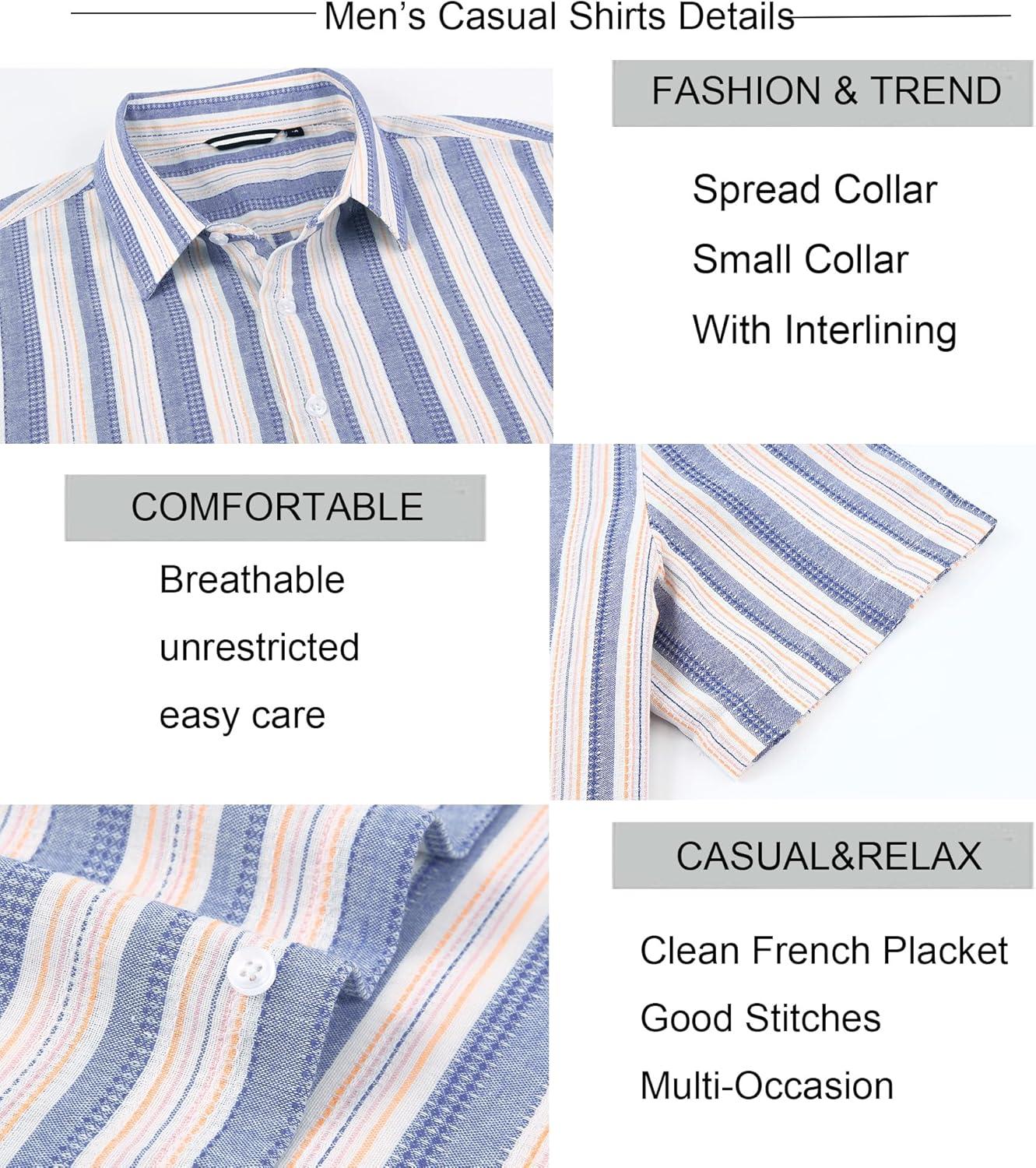 imageAlex Vando Mens Linen Short Sleeve Casual Button Down Shirt for Men Beach Wedding ShirtsBlueyellow