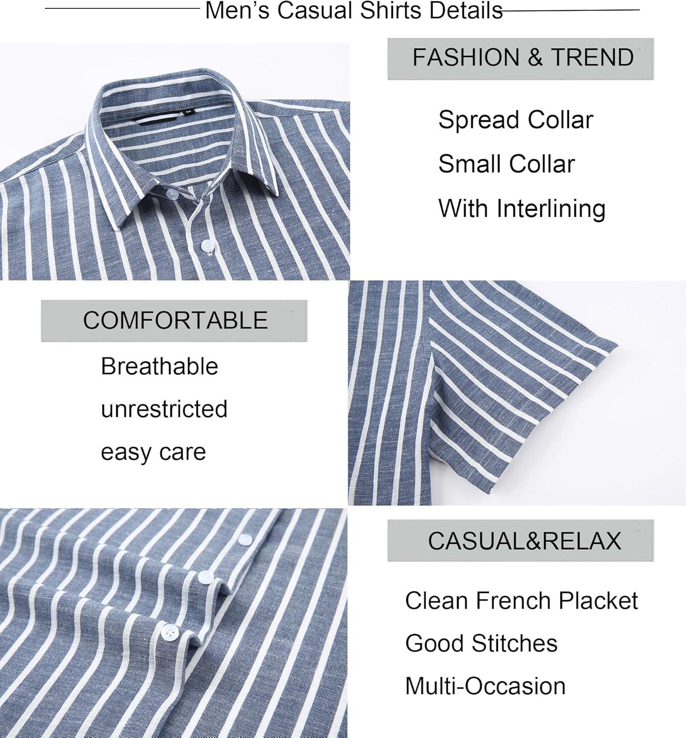 imageAlex Vando Mens Linen Short Sleeve Casual Button Down Shirt for Men Beach Wedding ShirtsDarkblue