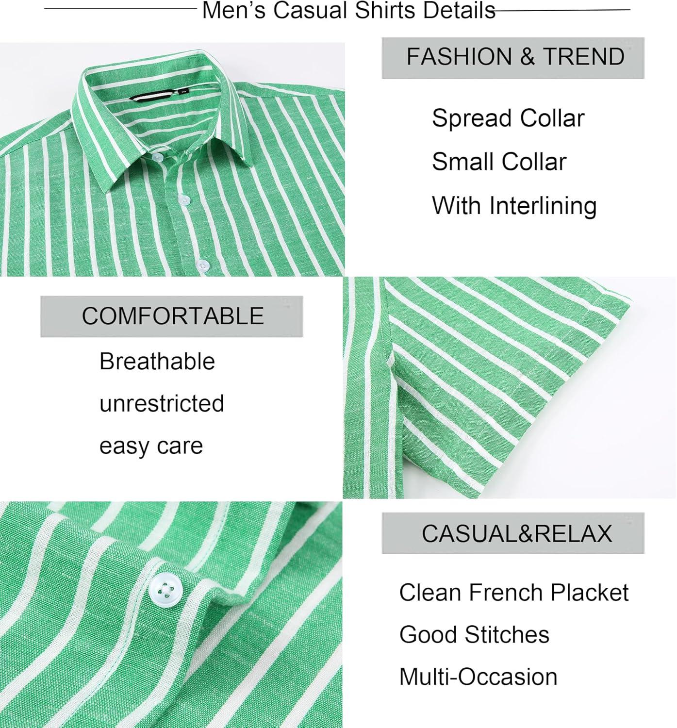 imageAlex Vando Mens Linen Short Sleeve Casual Button Down Shirt for Men Beach Wedding ShirtsGreen