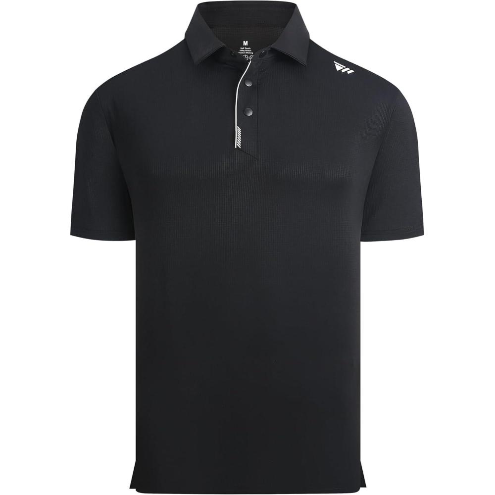 imageAlex Vando Mens Golf Shirts Moisture Wicking QuickDry Short Sleeve Performance Dry Fit Active Men Polo ShirtsBlack
