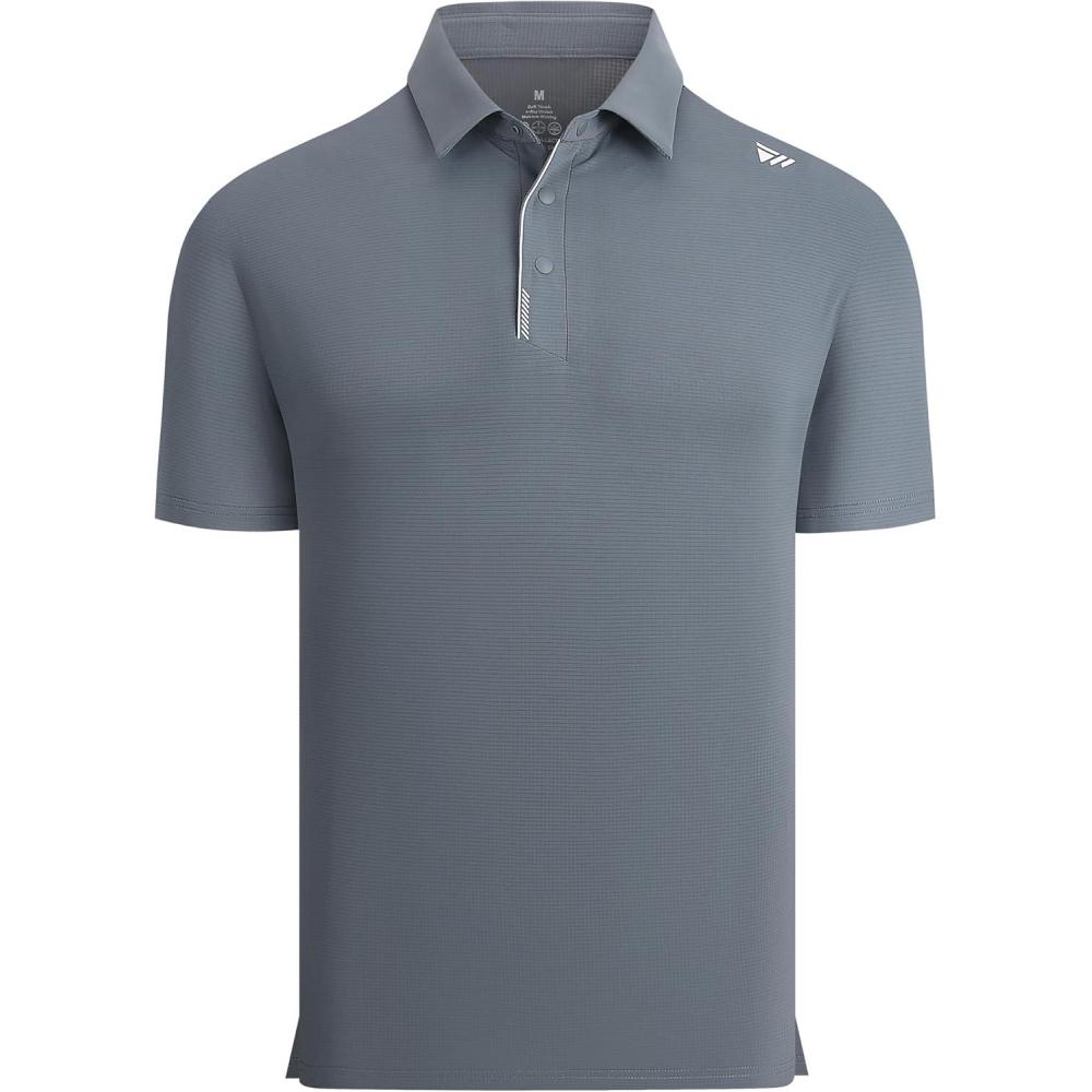 imageAlex Vando Mens Golf Shirts Moisture Wicking QuickDry Short Sleeve Performance Dry Fit Active Men Polo ShirtsGrey