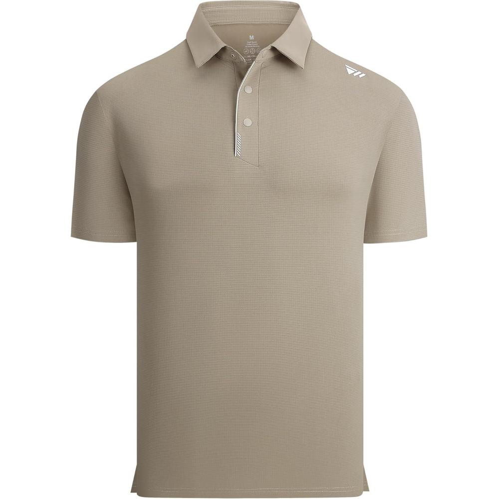 imageAlex Vando Mens Golf Shirts Moisture Wicking QuickDry Short Sleeve Performance Dry Fit Active Men Polo ShirtsKhaki