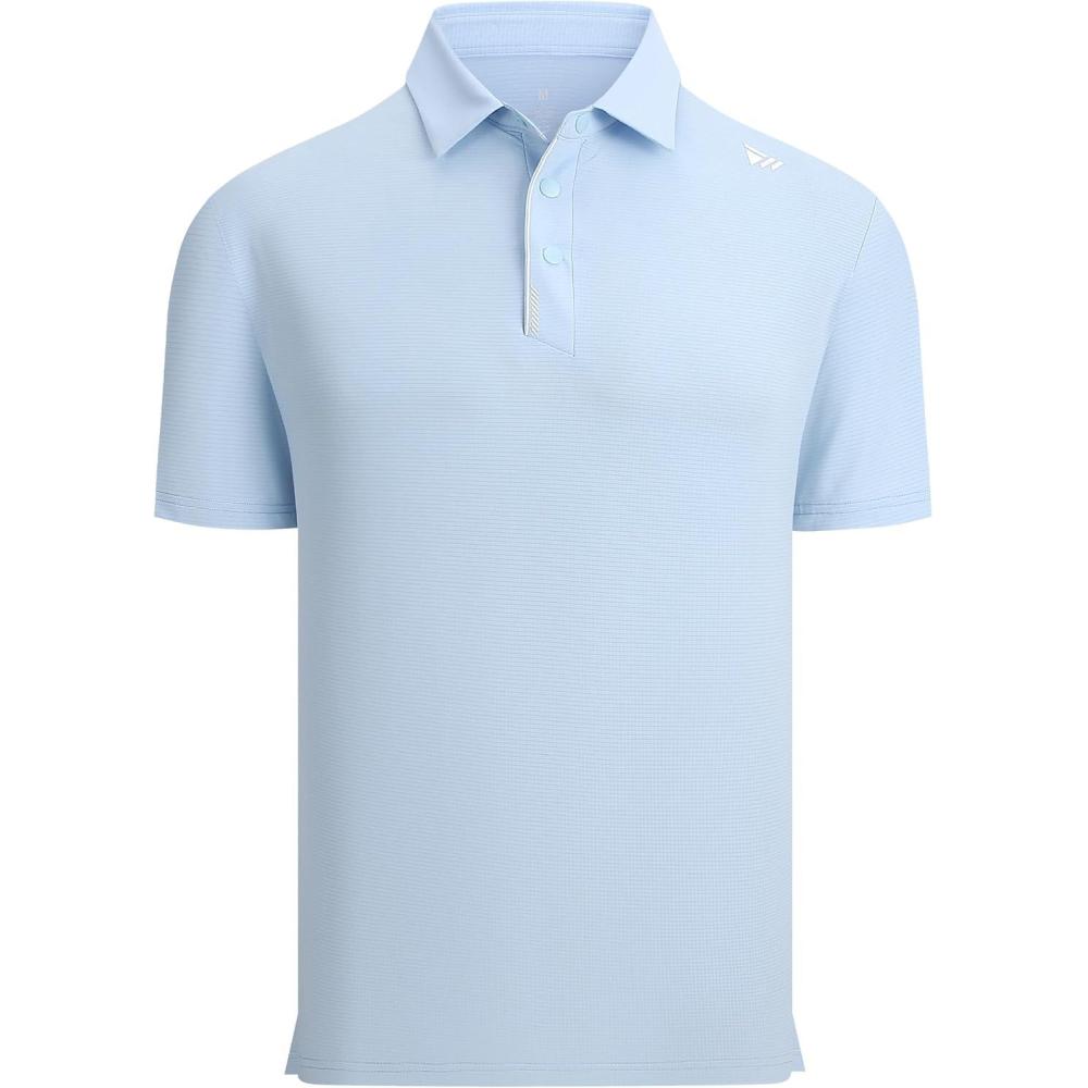 imageAlex Vando Mens Golf Shirts Moisture Wicking QuickDry Short Sleeve Performance Dry Fit Active Men Polo ShirtsLtblue
