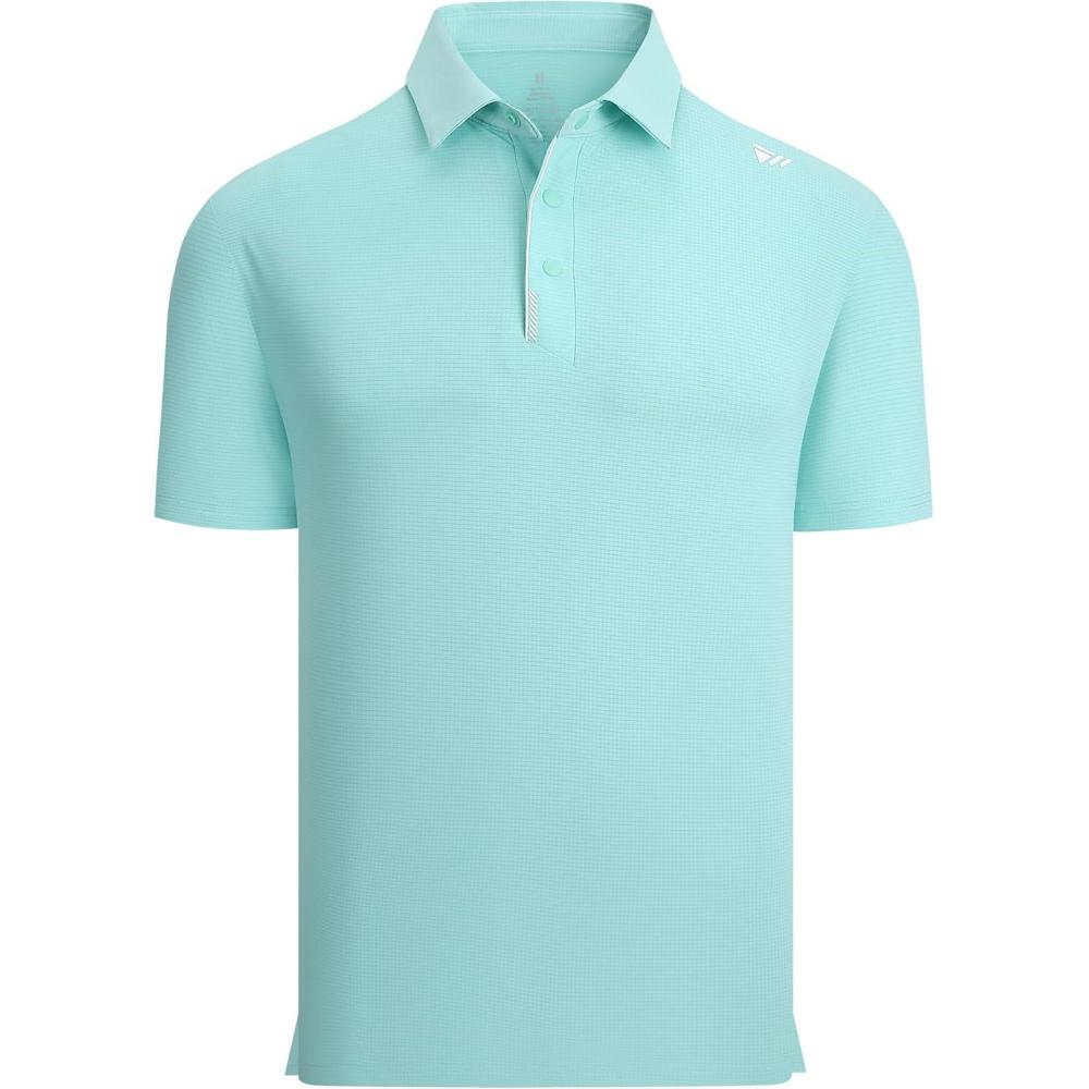 imageAlex Vando Mens Golf Shirts Moisture Wicking QuickDry Short Sleeve Performance Dry Fit Active Men Polo ShirtsTurquoise