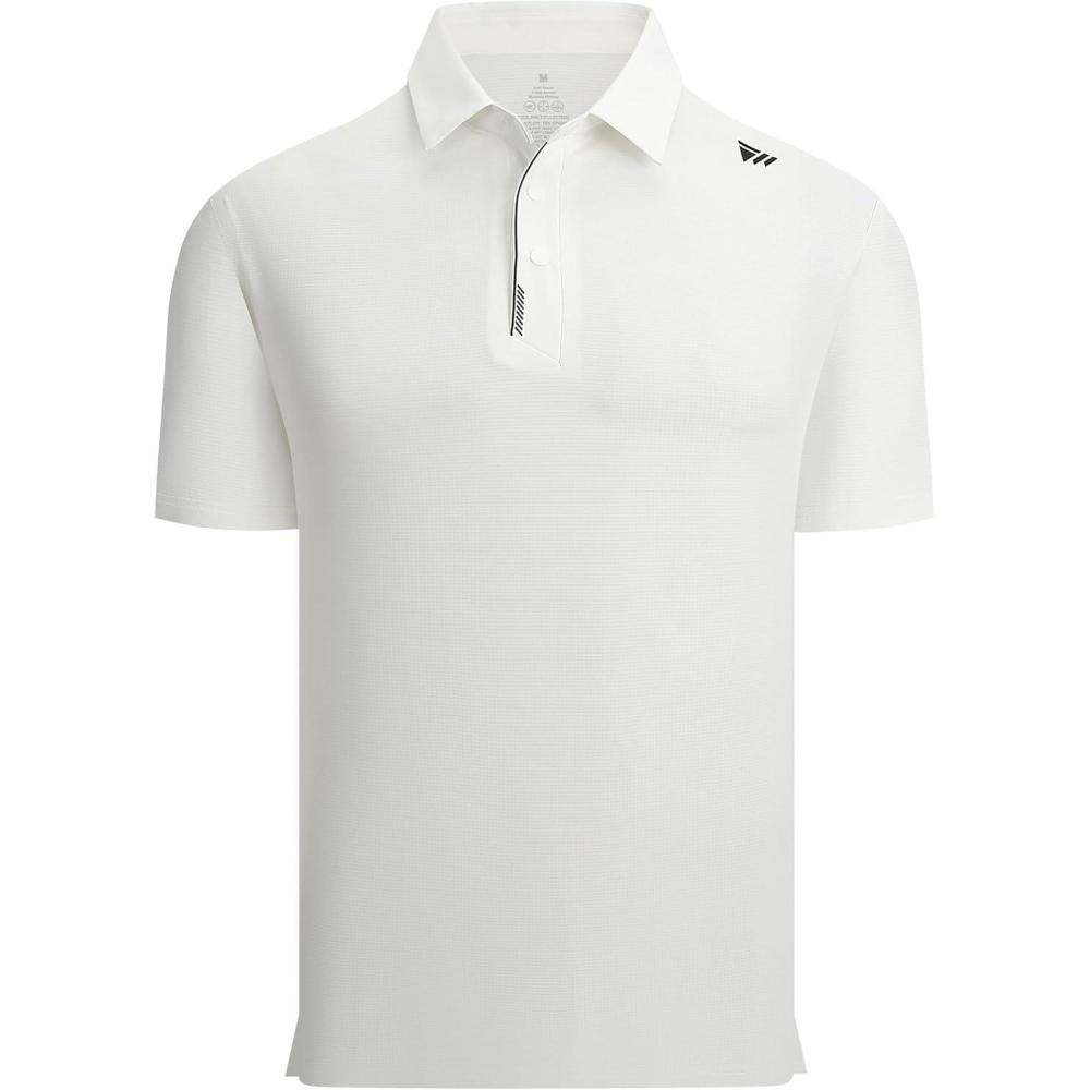 imageAlex Vando Mens Golf Shirts Moisture Wicking QuickDry Short Sleeve Performance Dry Fit Active Men Polo ShirtsWhite