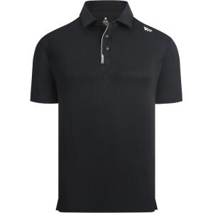 Alex Vando Mens Golf Shirts Moisture Wicking Quick-Dry Short Sleeve Performance Dry Fit Active Men Polo Shirts(Black)