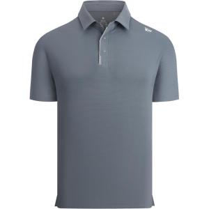 Alex Vando Mens Golf Shirts Moisture Wicking Quick-Dry Short Sleeve Performance Dry Fit Active Men Polo Shirts(Grey)