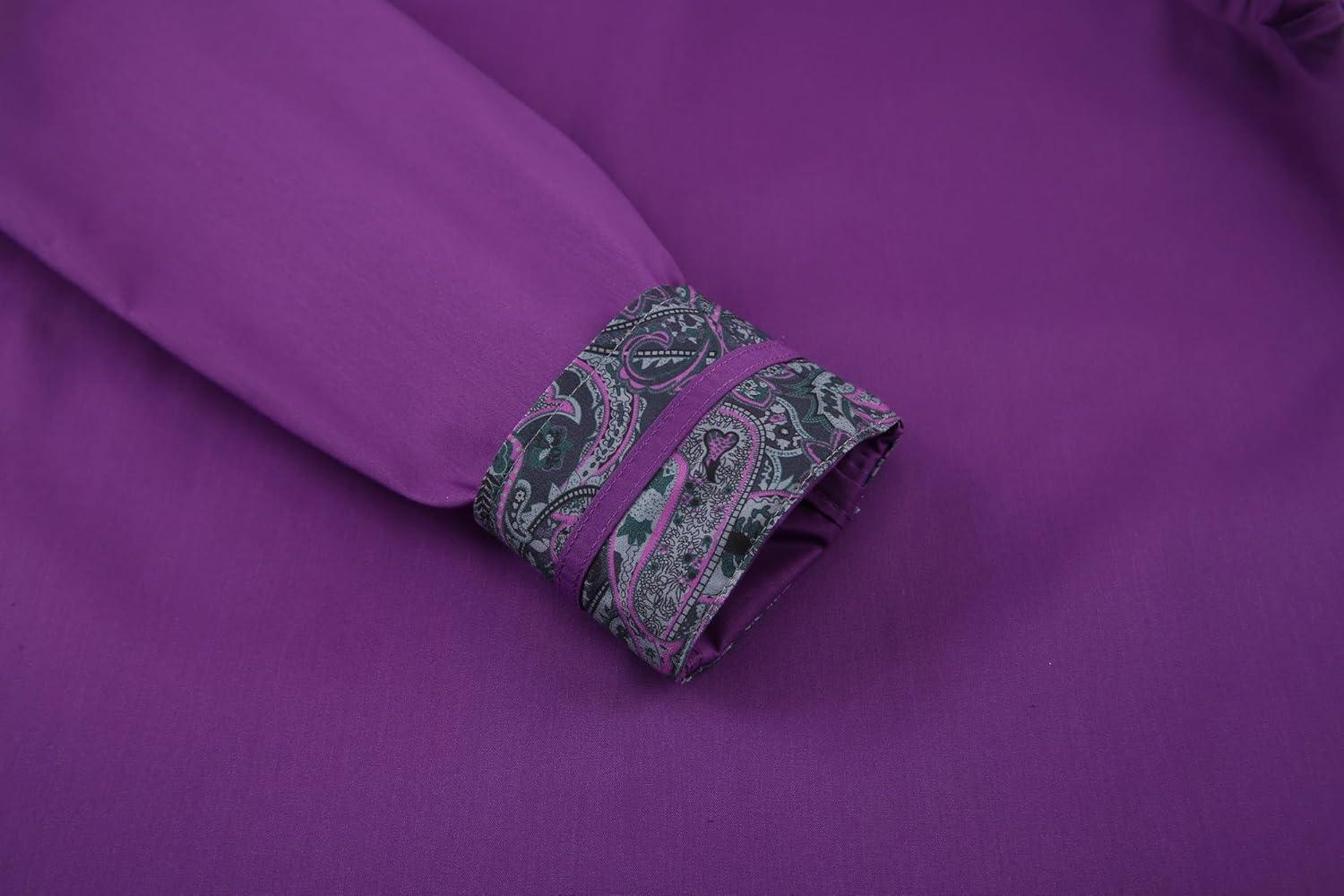 imageAlex Vando Mens Cotton Stretch Dress Shirt Regular Fit Fashion Paisley Contrast Button Down ShirtsPurple
