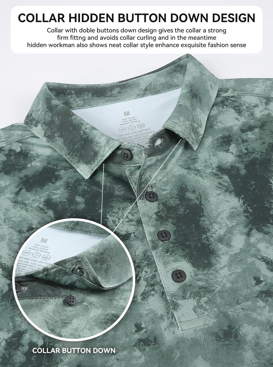 imageAlex Vando Mens Golf Shirts Moisture Wicking QuickDry Short Sleeve Casual Print Collared Polo Shirts for MenArmycamouflage
