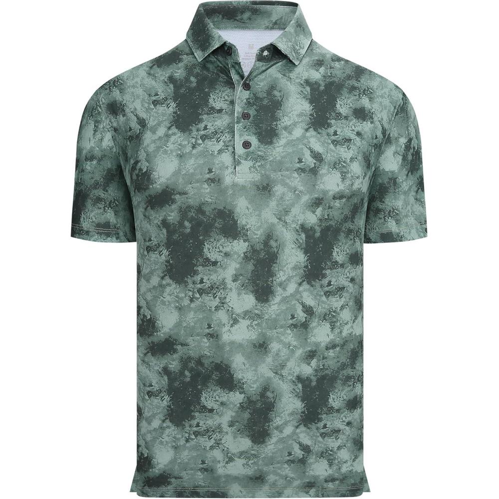 imageAlex Vando Mens Golf Shirts Moisture Wicking QuickDry Short Sleeve Casual Print Collared Polo Shirts for MenArmycamouflage