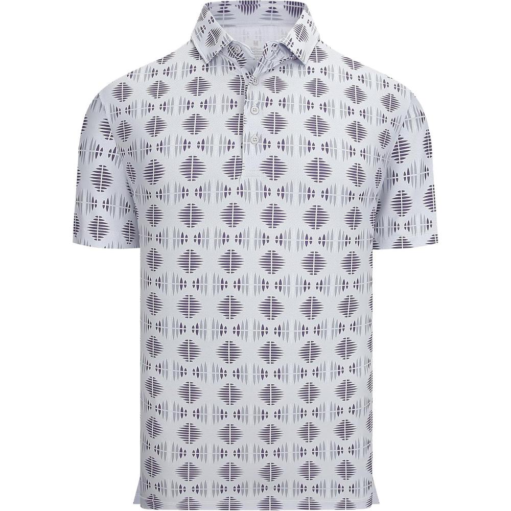 imageAlex Vando Mens Golf Shirts Moisture Wicking QuickDry Short Sleeve Casual Print Collared Polo Shirts for MenLightgray