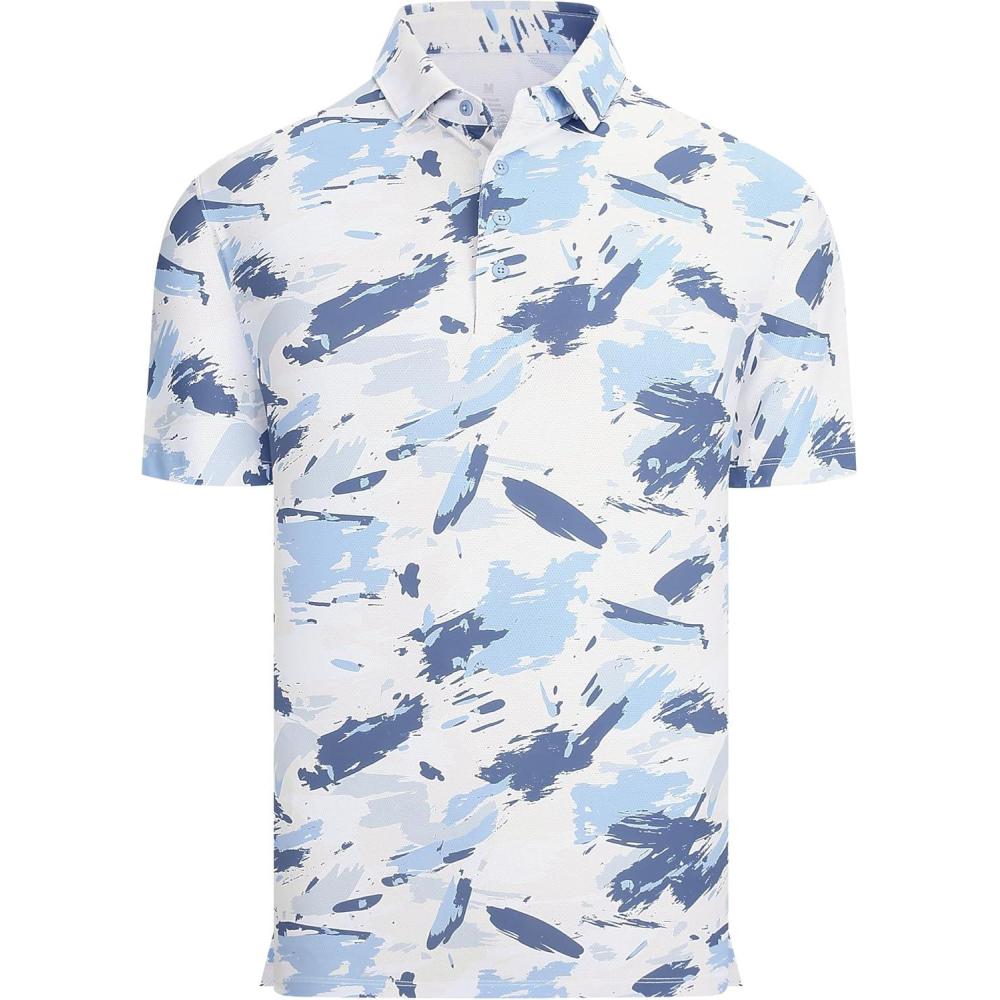 imageAlex Vando Mens Golf Shirts Moisture Wicking QuickDry Short Sleeve Casual Print Collared Polo Shirts for MenSmogbluesplash
