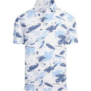 Alex Vando Mens Golf Shirts Moisture Wicking Quick-Dry Short Sleeve Casual Print Collared Polo Shirts for Men(Smogbluesplash)