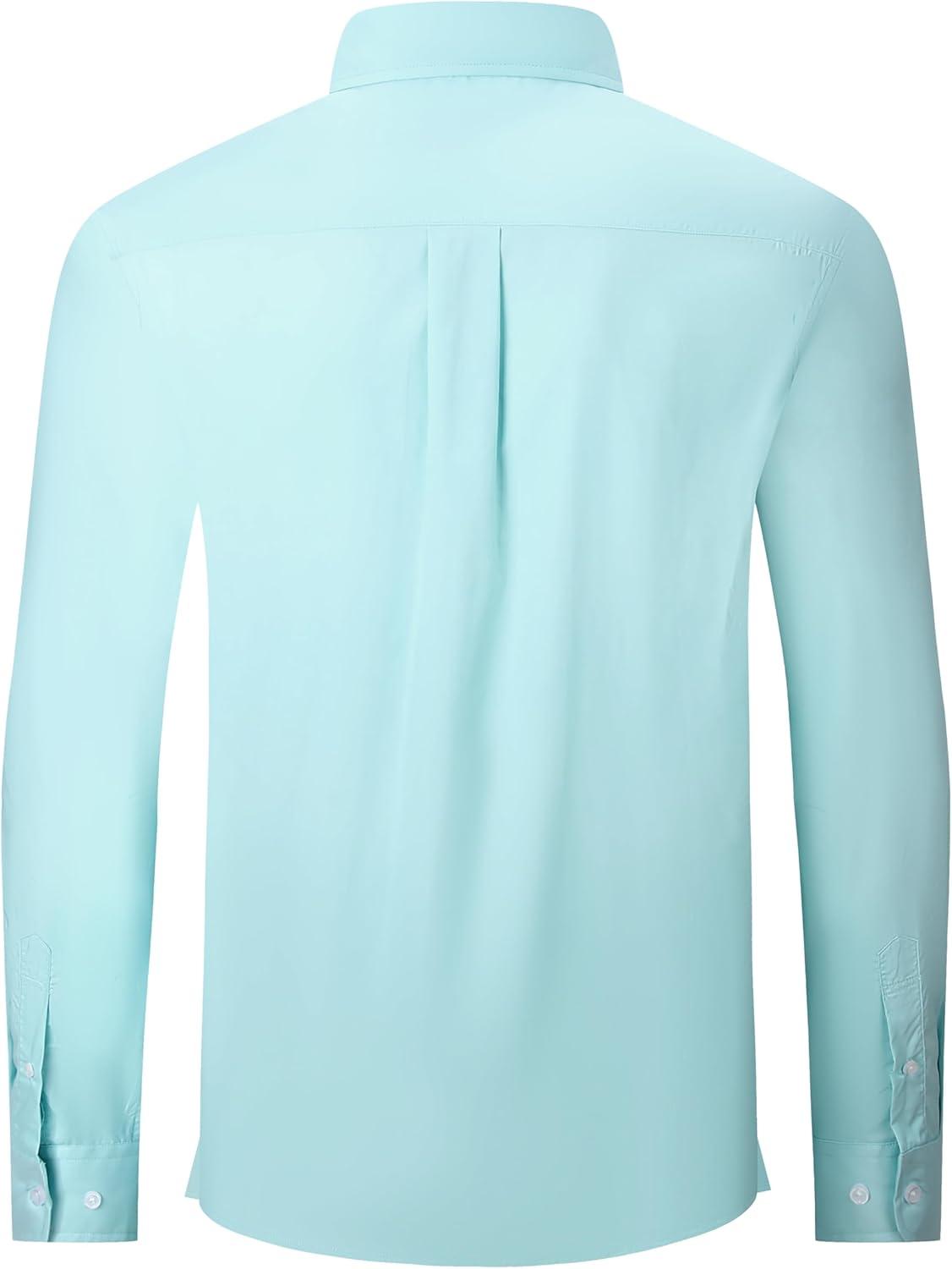 imageAlex Vando Mens Oversized Dress Shirts Solid Color Long Sleeve Silky Cotton Boxy Casual ShirtMint