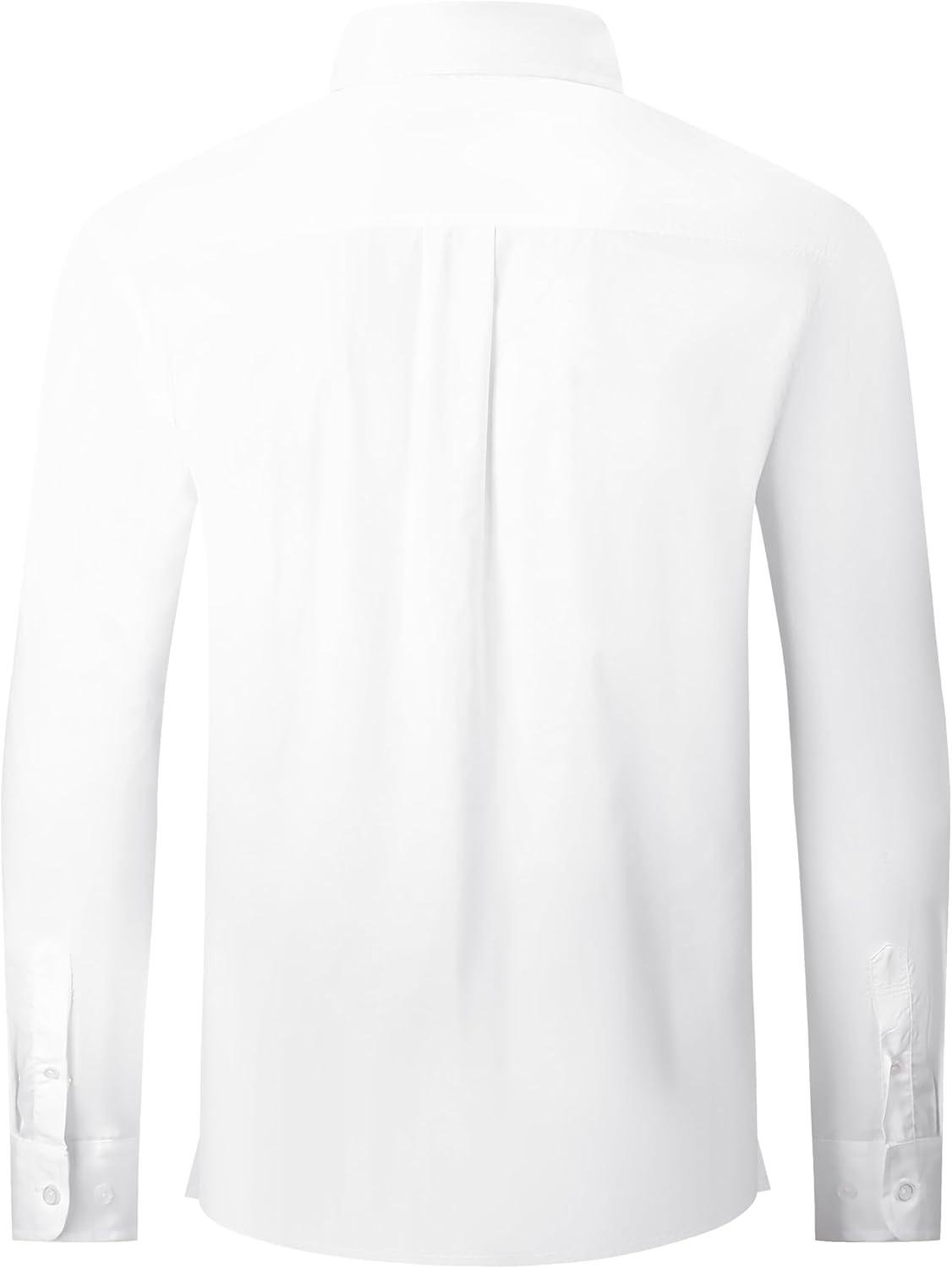 imageAlex Vando Mens Oversized Dress Shirts Solid Color Long Sleeve Silky Cotton Boxy Casual ShirtWhite