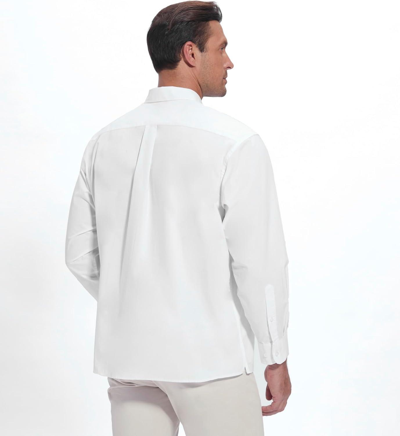 imageAlex Vando Mens Oversized Dress Shirts Solid Color Long Sleeve Silky Cotton Boxy Casual ShirtWhite