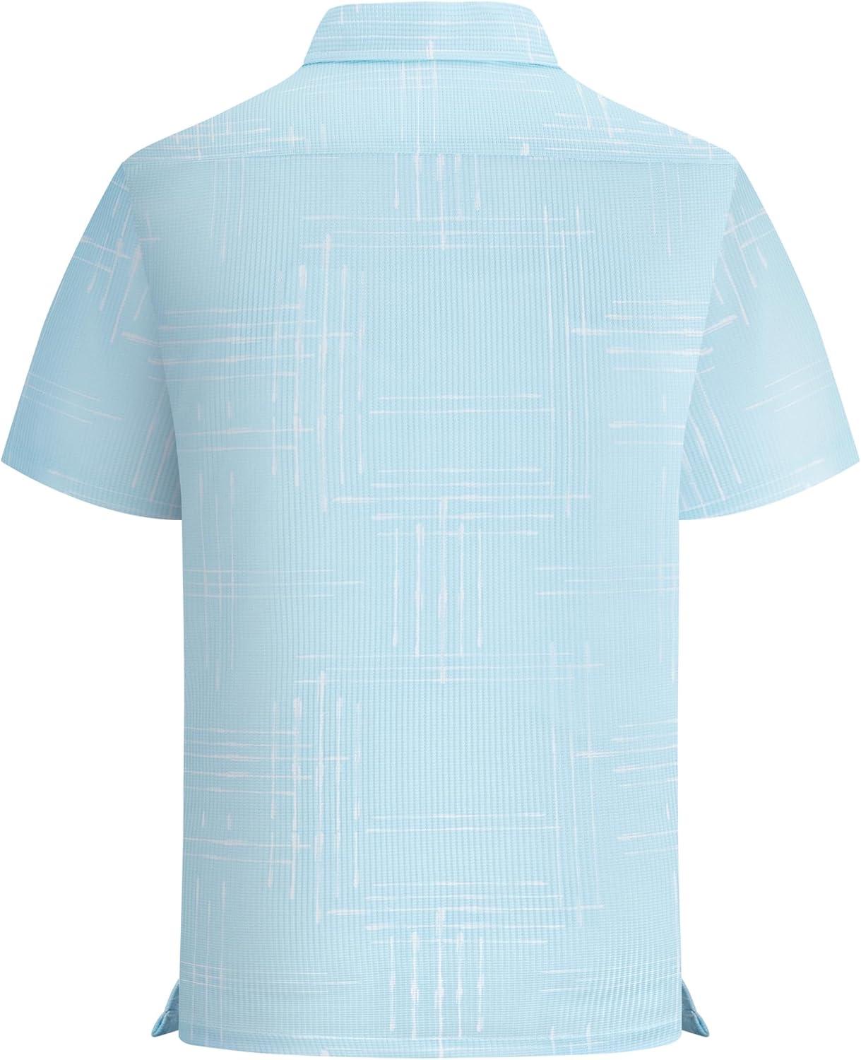 imageAlex Vando Mens Waffle Knit 2Piece Set Short Sleeve Camp Collar Shirt amp Drawstring Shorts Casual Summer OutfitBlue Line