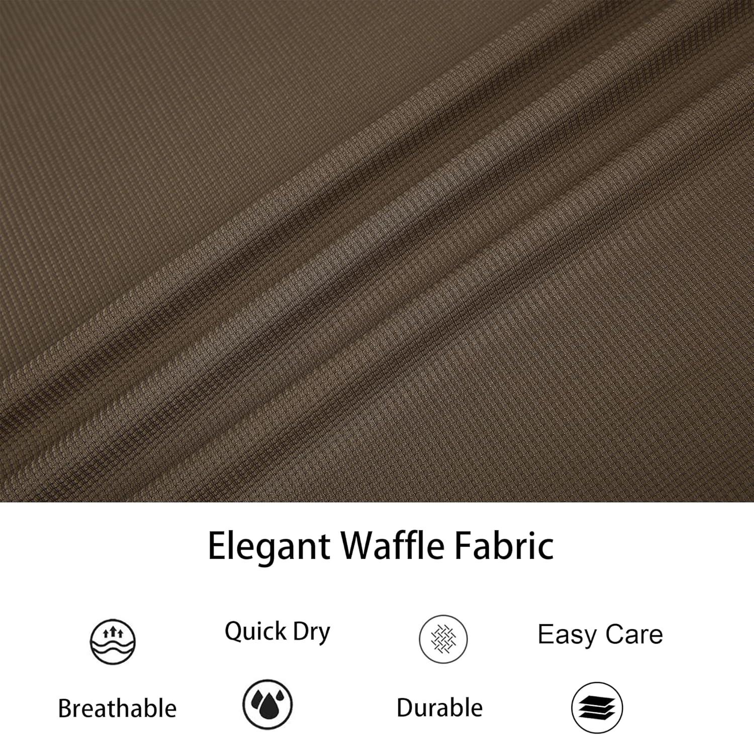 imageAlex Vando Mens Waffle Knit 2Piece Set Short Sleeve Camp Collar Shirt amp Drawstring Shorts Casual Summer OutfitBrown Leaf