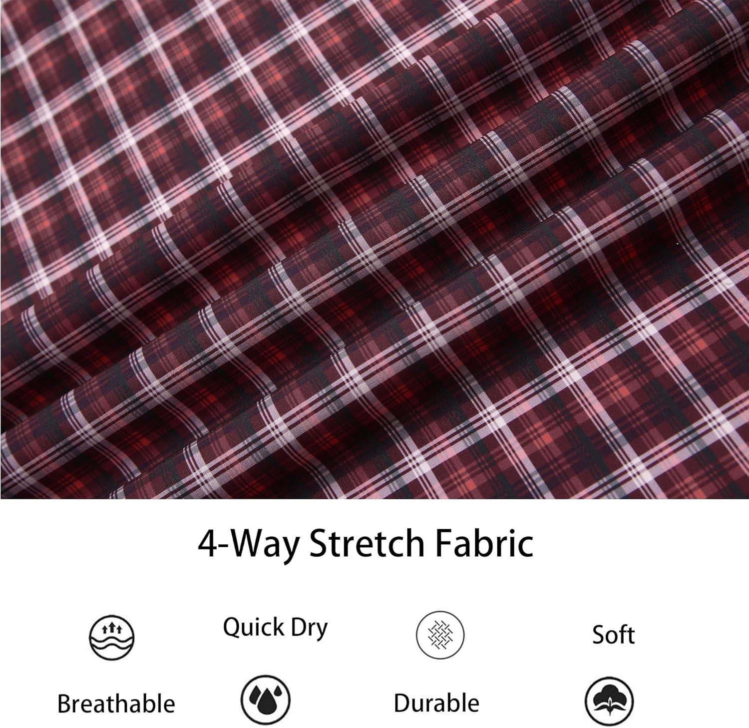imageAlex Vando Boys Button Down Shirts Short Sleeve Wrinkle Free 4Way Stretch Print Casual ShirtRedBlack