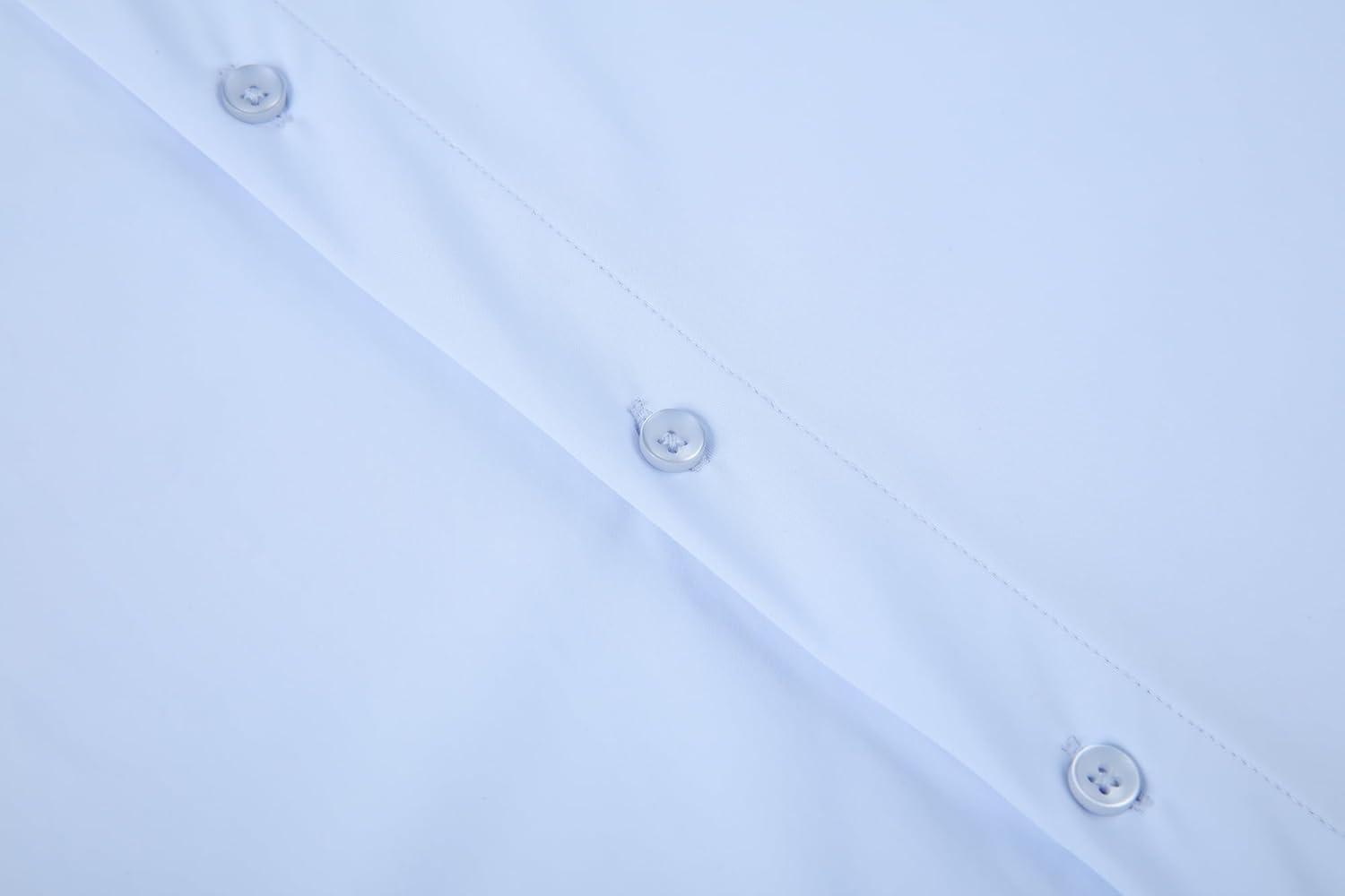imageAlex Vando Mens Button Down Shirts Wrinkle Free 4Way Stretch Short Sleeve Business Casual ShirtBlue