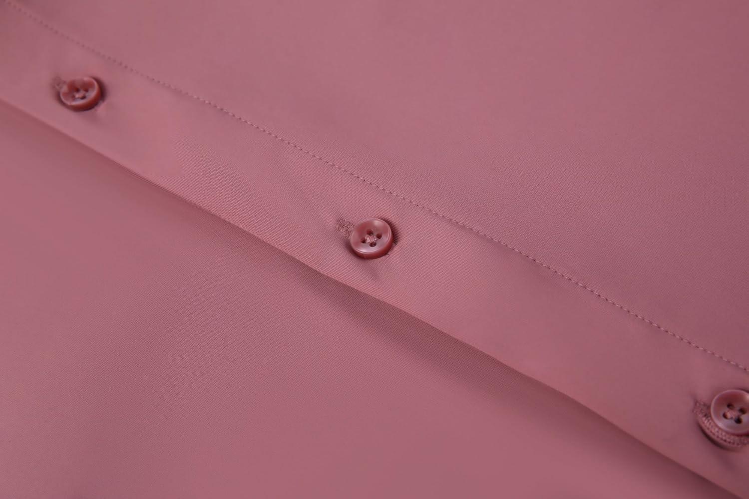 imageAlex Vando Mens Button Down Shirts Wrinkle Free 4Way Stretch Short Sleeve Business Casual ShirtPink