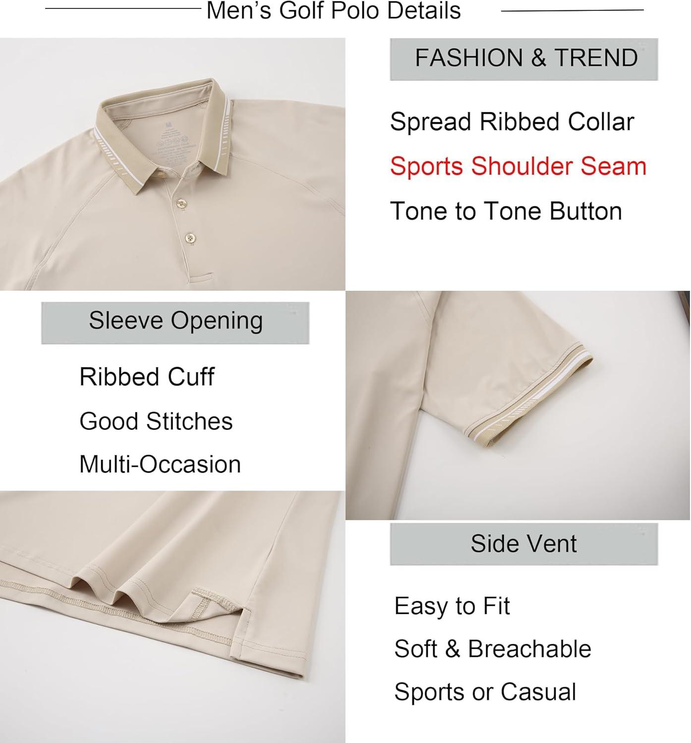 imageAlex Vando Mens Golf Shirt Moisture Wicking QuickDry Short Sleeve Casual Polo Shirts for MenApricot 189