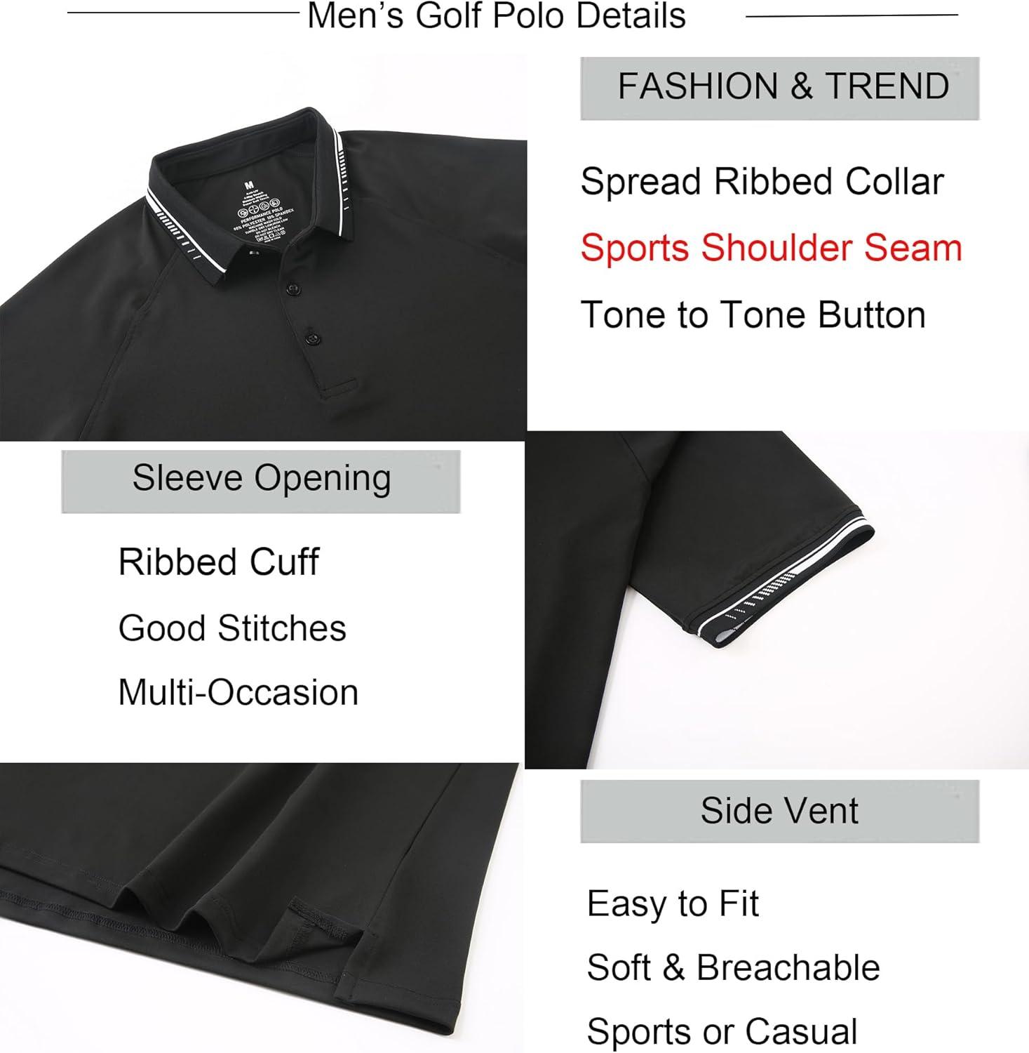 imageAlex Vando Mens Golf Shirt Moisture Wicking QuickDry Short Sleeve Casual Polo Shirts for MenBlack 189