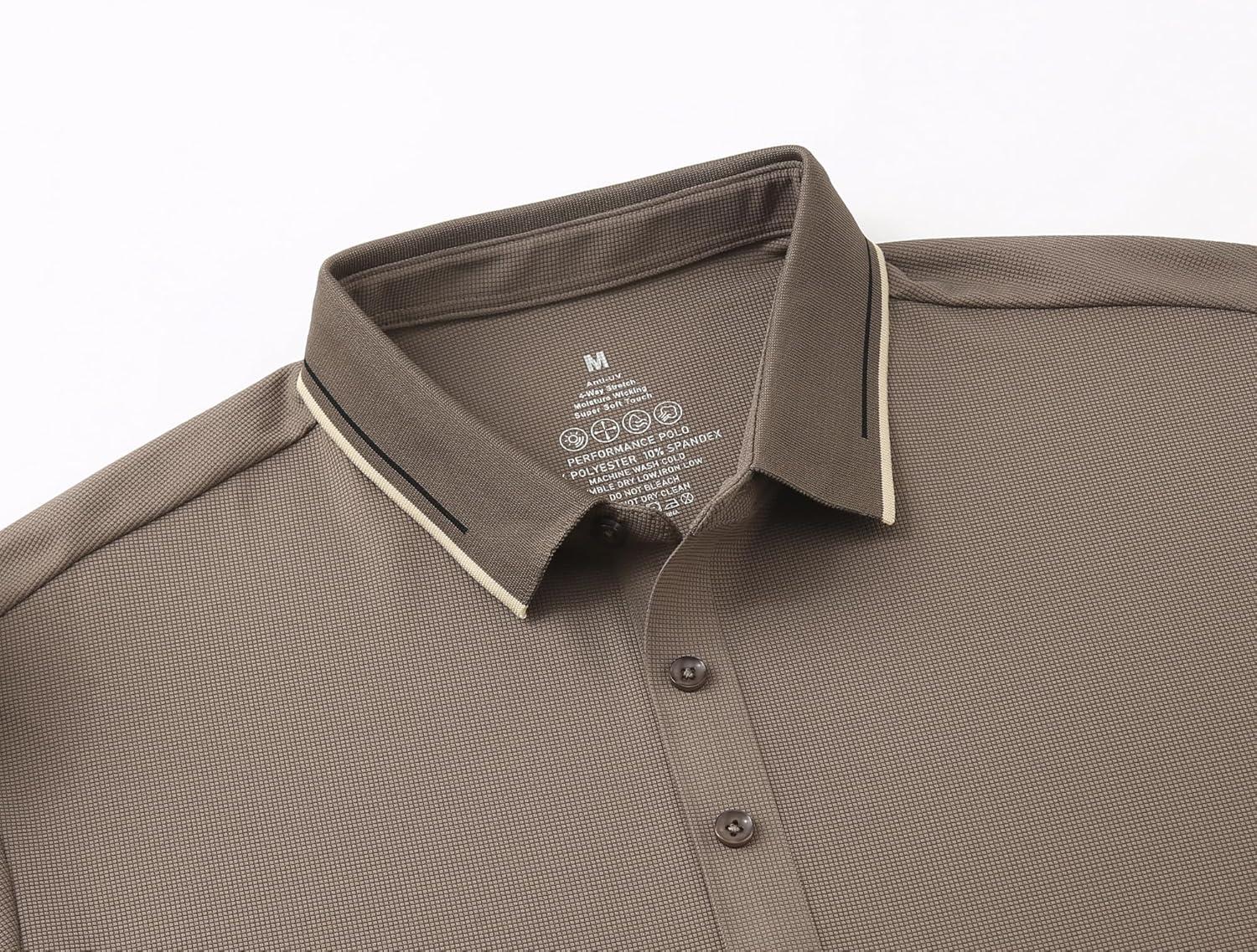 imageAlex Vando Mens Golf Shirt Moisture Wicking QuickDry Short Sleeve Casual Polo Shirts for MenCoffee 188