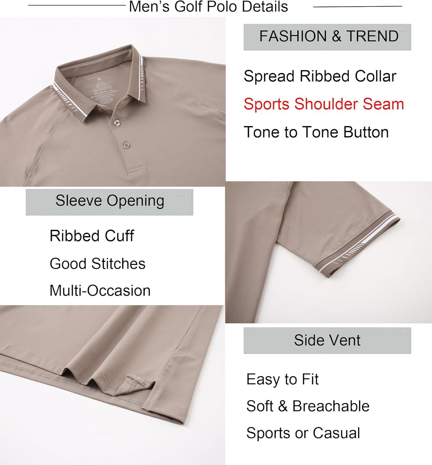 imageAlex Vando Mens Golf Shirt Moisture Wicking QuickDry Short Sleeve Casual Polo Shirts for MenDk Grey 189