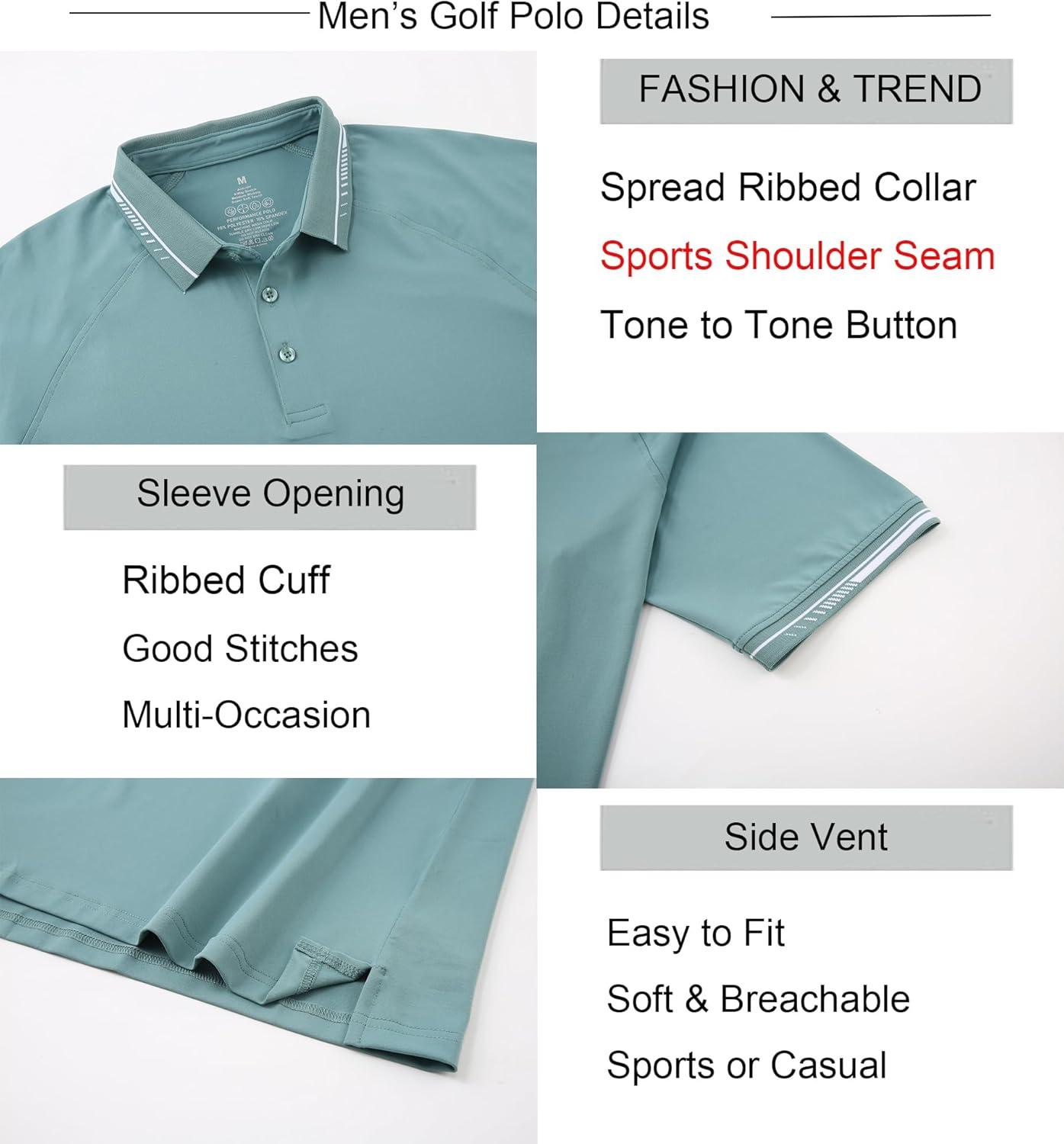 imageAlex Vando Mens Golf Shirt Moisture Wicking QuickDry Short Sleeve Casual Polo Shirts for MenGreen 189