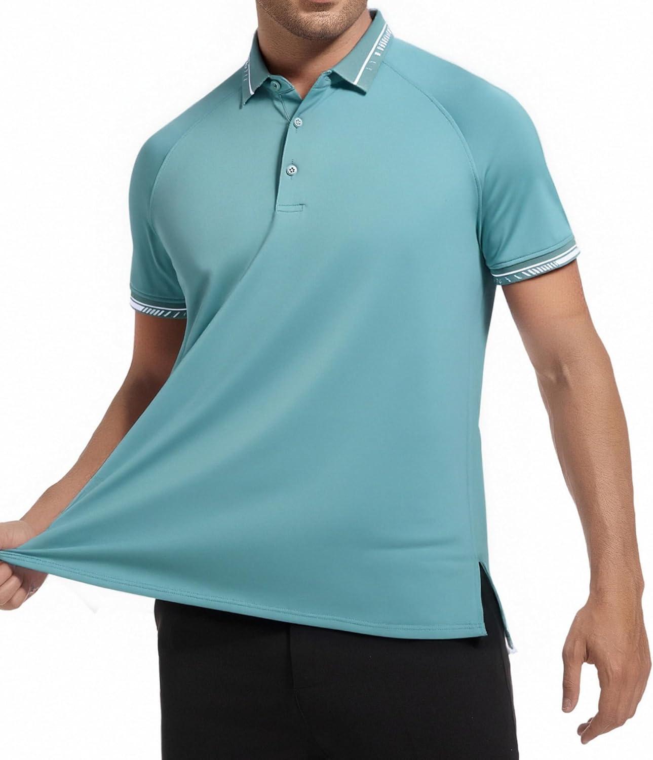 imageAlex Vando Mens Golf Shirt Moisture Wicking QuickDry Short Sleeve Casual Polo Shirts for MenGreen 189