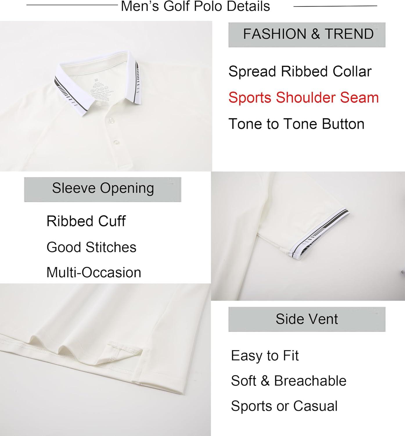 imageAlex Vando Mens Golf Shirt Moisture Wicking QuickDry Short Sleeve Casual Polo Shirts for MenWhite 189