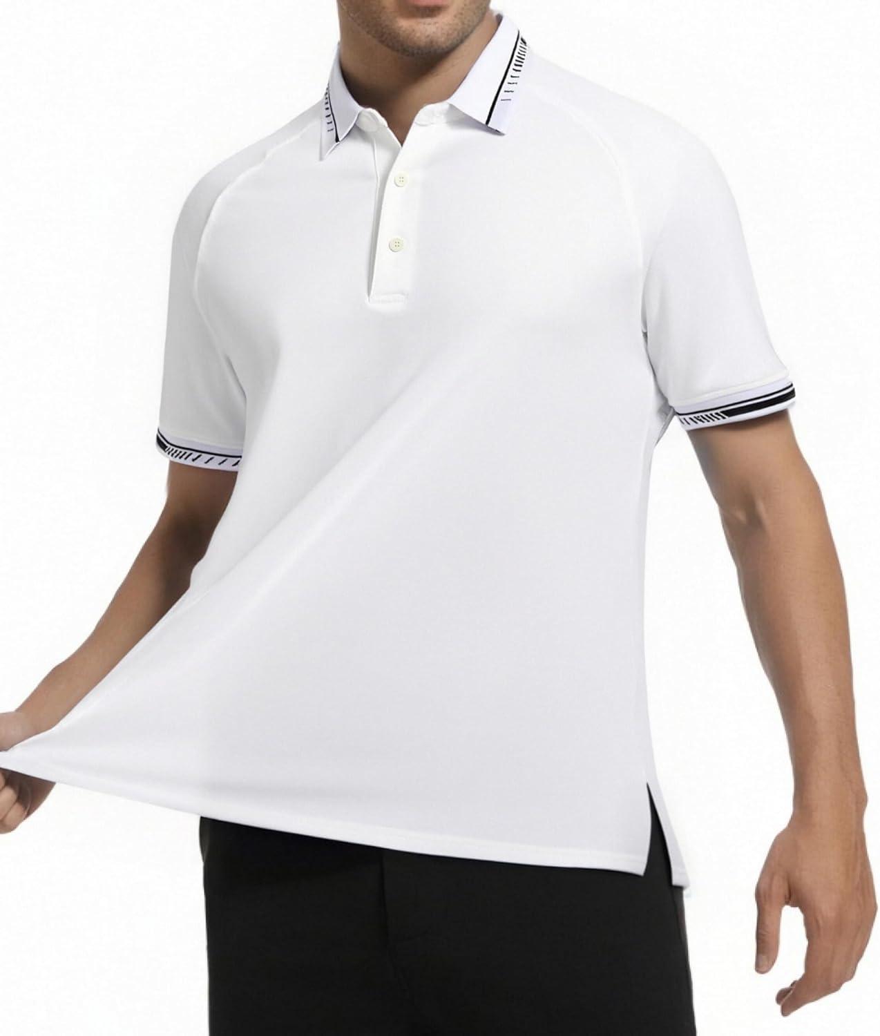 imageAlex Vando Mens Golf Shirt Moisture Wicking QuickDry Short Sleeve Casual Polo Shirts for MenWhite 189