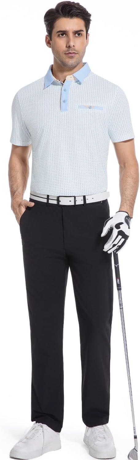 imageAlex Vando Mens Golf Shirts Moisture Wicking QuickDry Short Sleeve Print Performance Polo Shirts for MenBluediamonddots