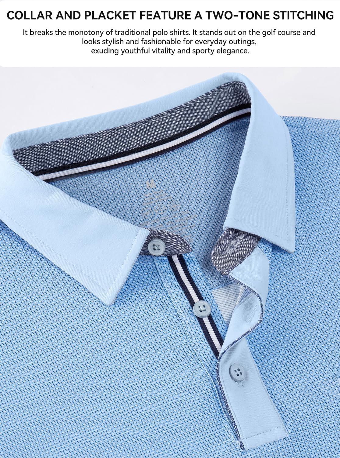 imageAlex Vando Mens Golf Shirts Moisture Wicking QuickDry Short Sleeve Print Performance Polo Shirts for MenBluedotwhite