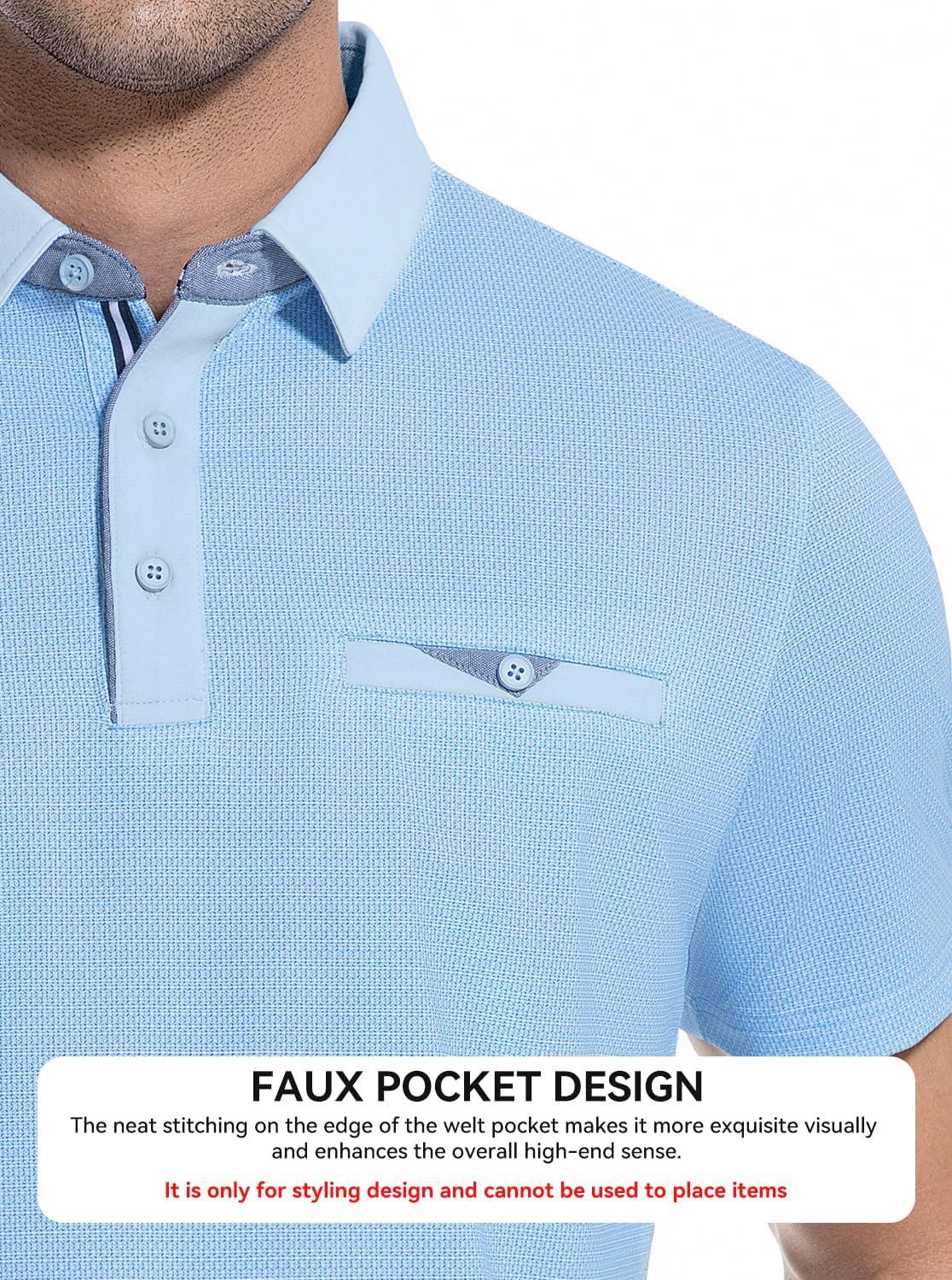 imageAlex Vando Mens Golf Shirts Moisture Wicking QuickDry Short Sleeve Print Performance Polo Shirts for MenBluedotwhite