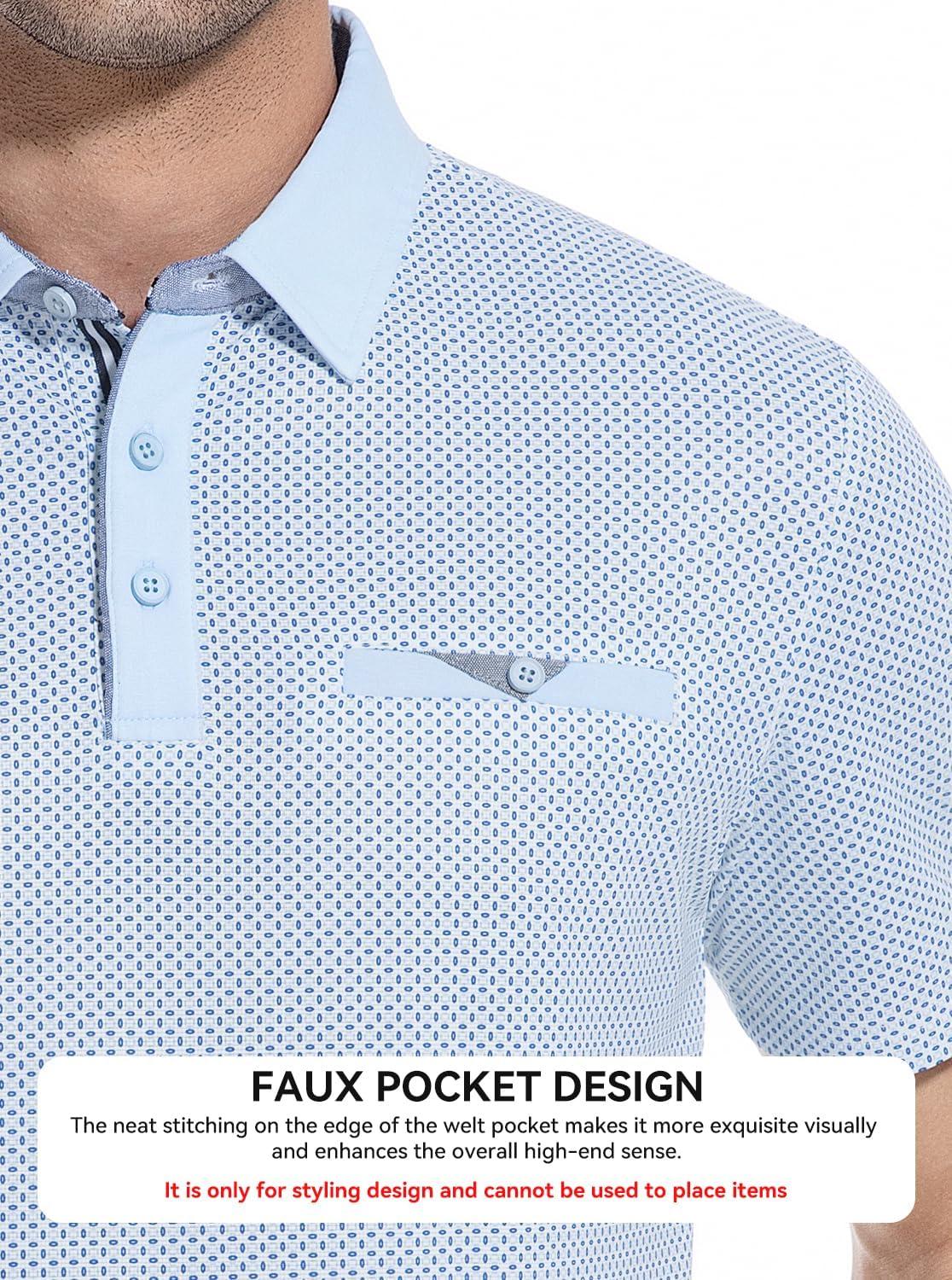 imageAlex Vando Mens Golf Shirts Moisture Wicking QuickDry Short Sleeve Print Performance Polo Shirts for MenBlueoval