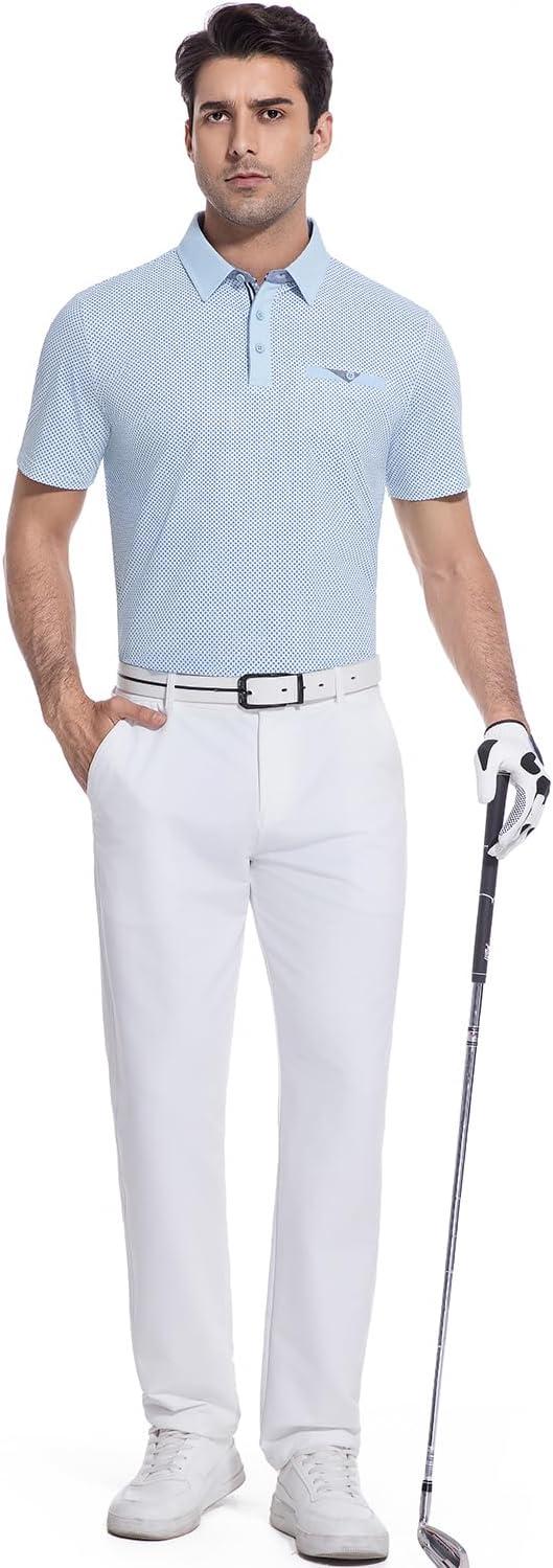 imageAlex Vando Mens Golf Shirts Moisture Wicking QuickDry Short Sleeve Print Performance Polo Shirts for MenBlueoval