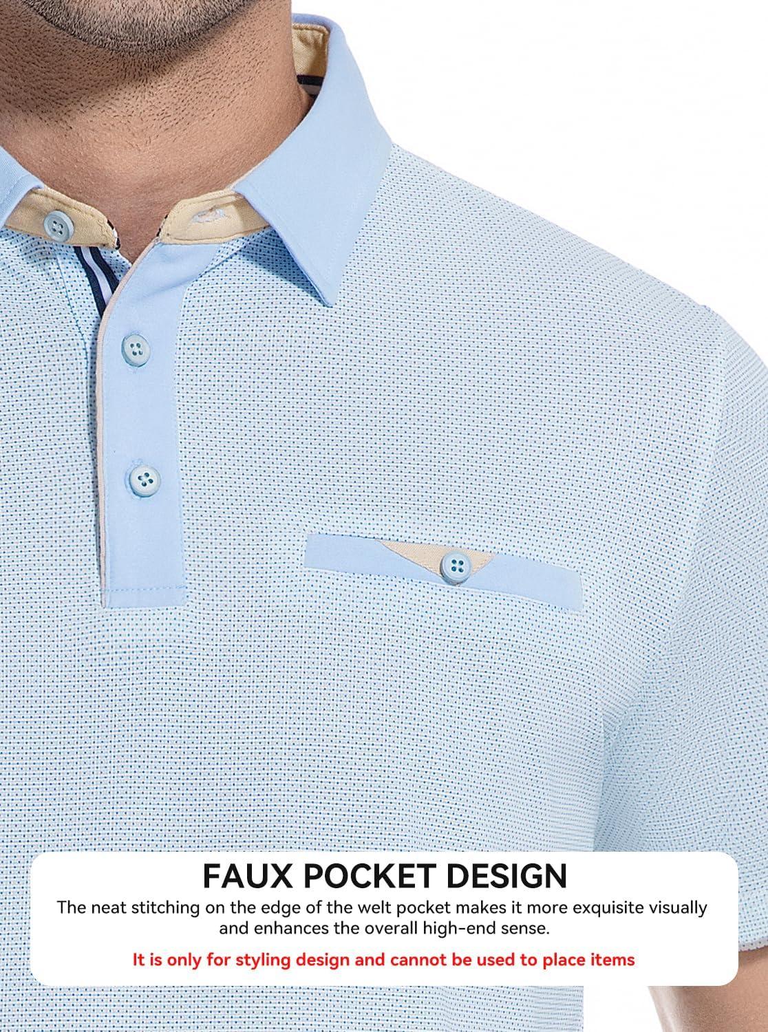 imageAlex Vando Mens Golf Shirts Moisture Wicking QuickDry Short Sleeve Print Performance Polo Shirts for MenLightbluedot