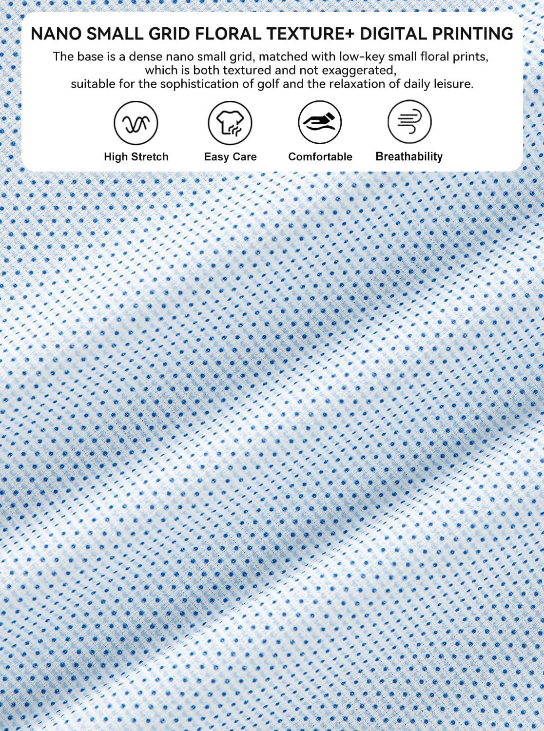 imageAlex Vando Mens Golf Shirts Moisture Wicking QuickDry Short Sleeve Print Performance Polo Shirts for MenLightbluedot