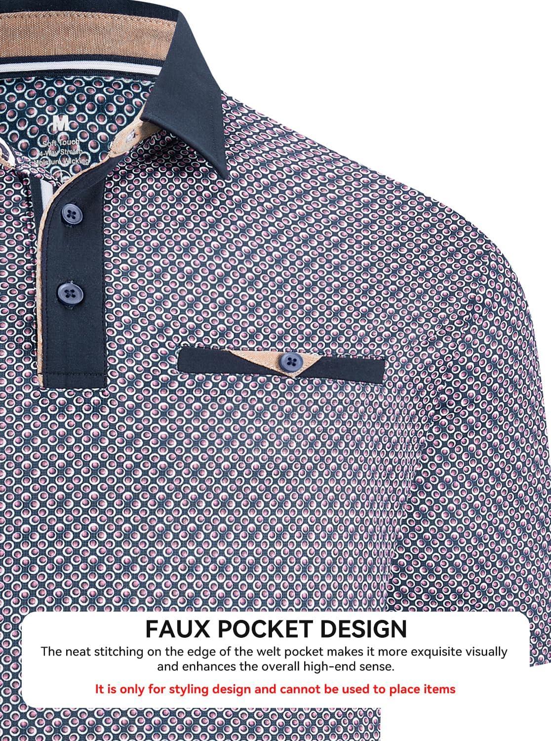 imageAlex Vando Mens Golf Shirts Moisture Wicking QuickDry Short Sleeve Print Performance Polo Shirts for MenNavycircles