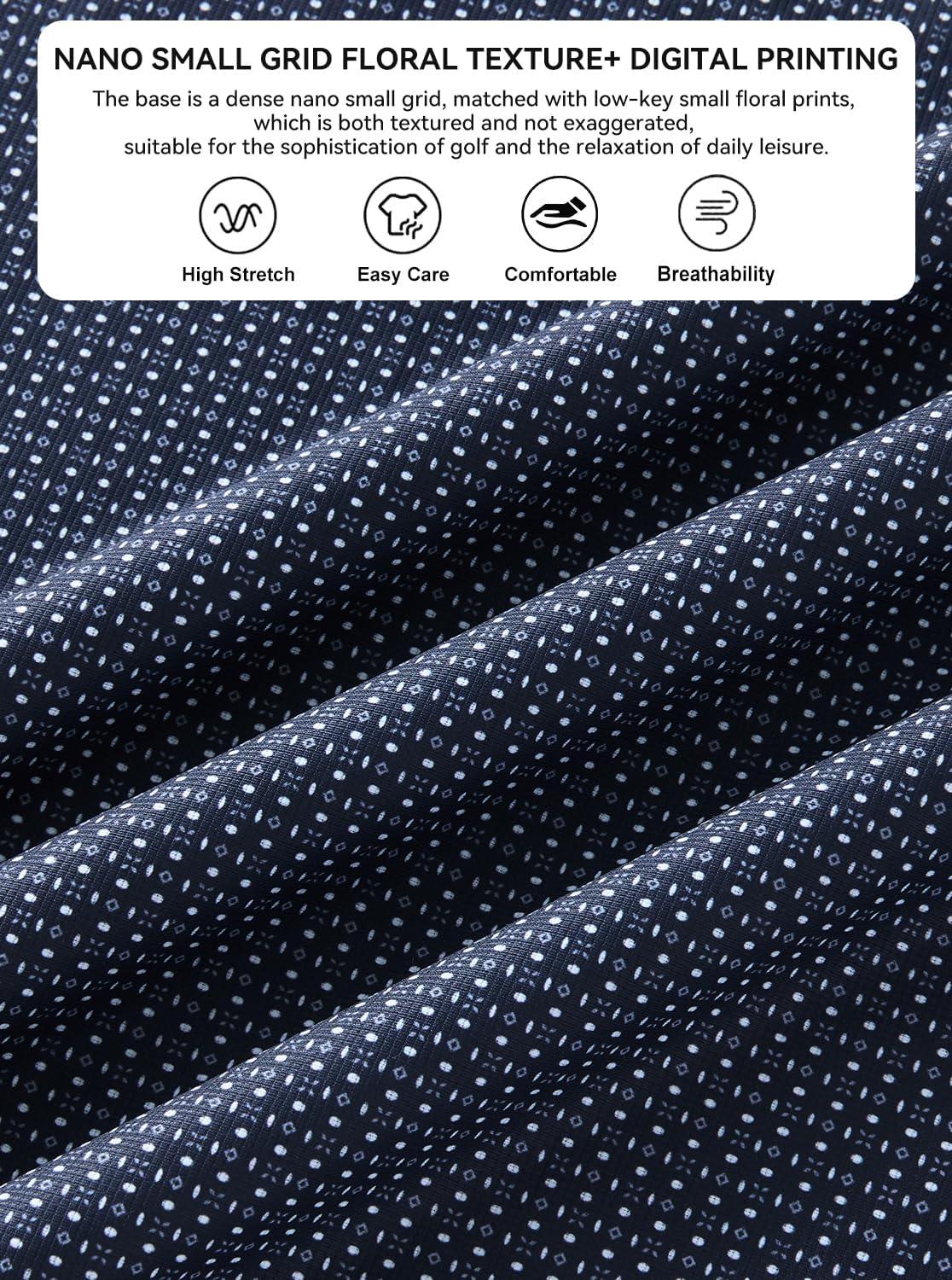 imageAlex Vando Mens Golf Shirts Moisture Wicking QuickDry Short Sleeve Print Performance Polo Shirts for MenNavygeometry