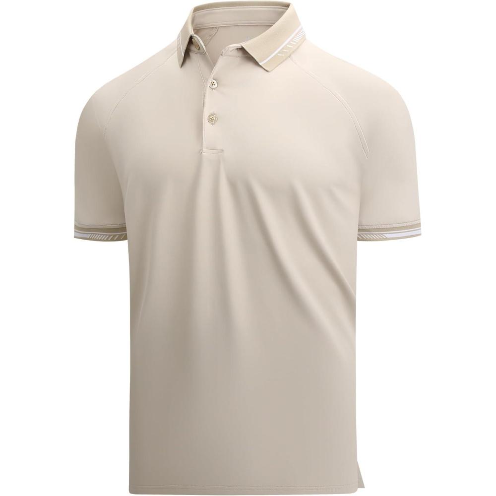 imageAlex Vando Mens Golf Shirt Moisture Wicking QuickDry Short Sleeve Casual Polo Shirts for MenApricot 189