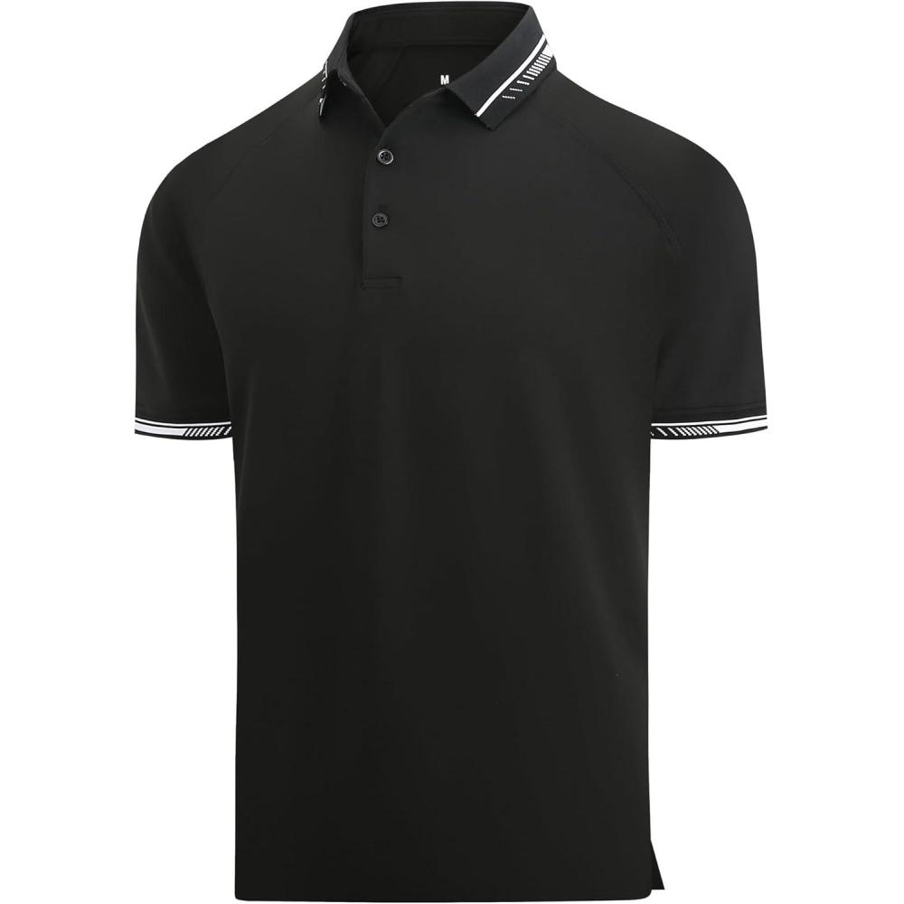 imageAlex Vando Mens Golf Shirt Moisture Wicking QuickDry Short Sleeve Casual Polo Shirts for MenBlack 189